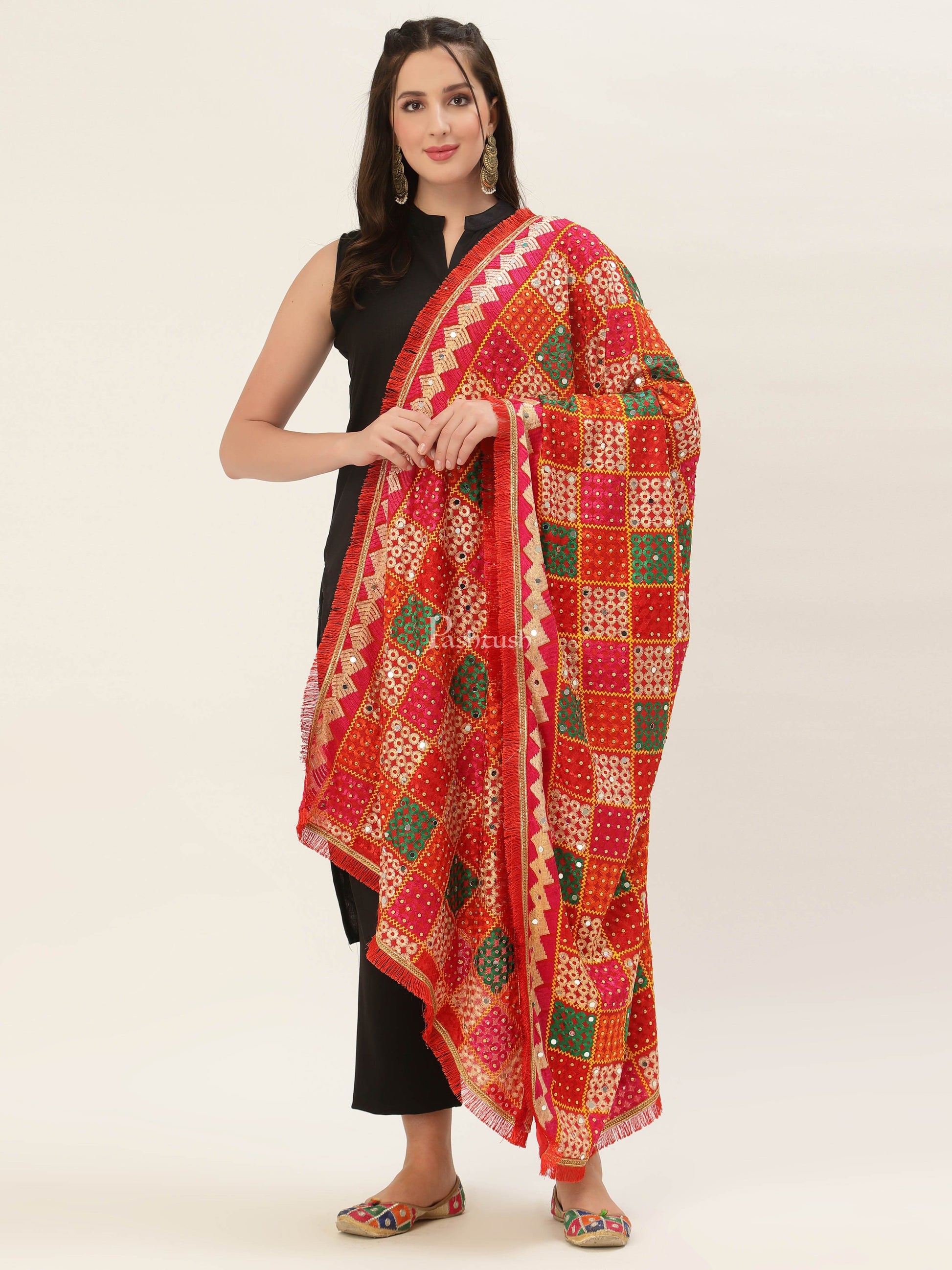 Pashtush India Womens Dupatta Pashtush Womens Phulkari Dupatta