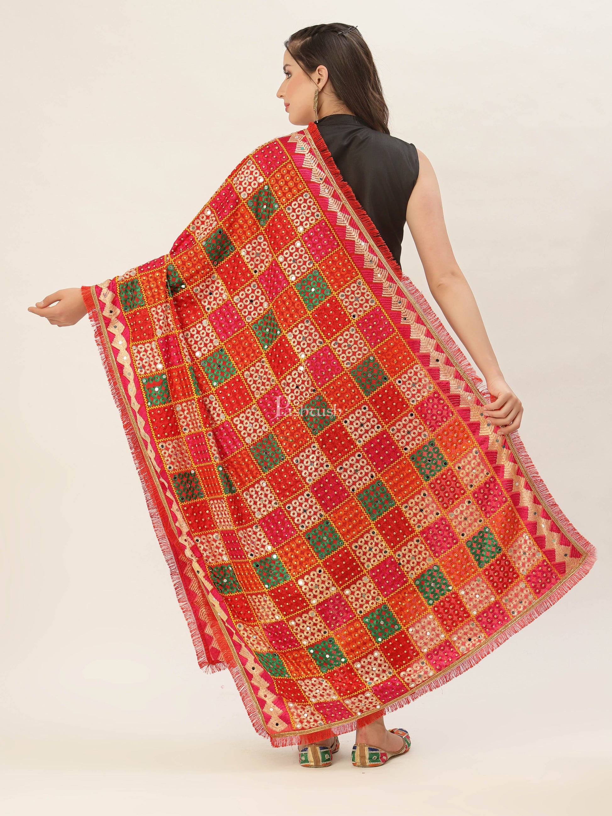 Pashtush India Womens Dupatta Pashtush Womens Phulkari Dupatta