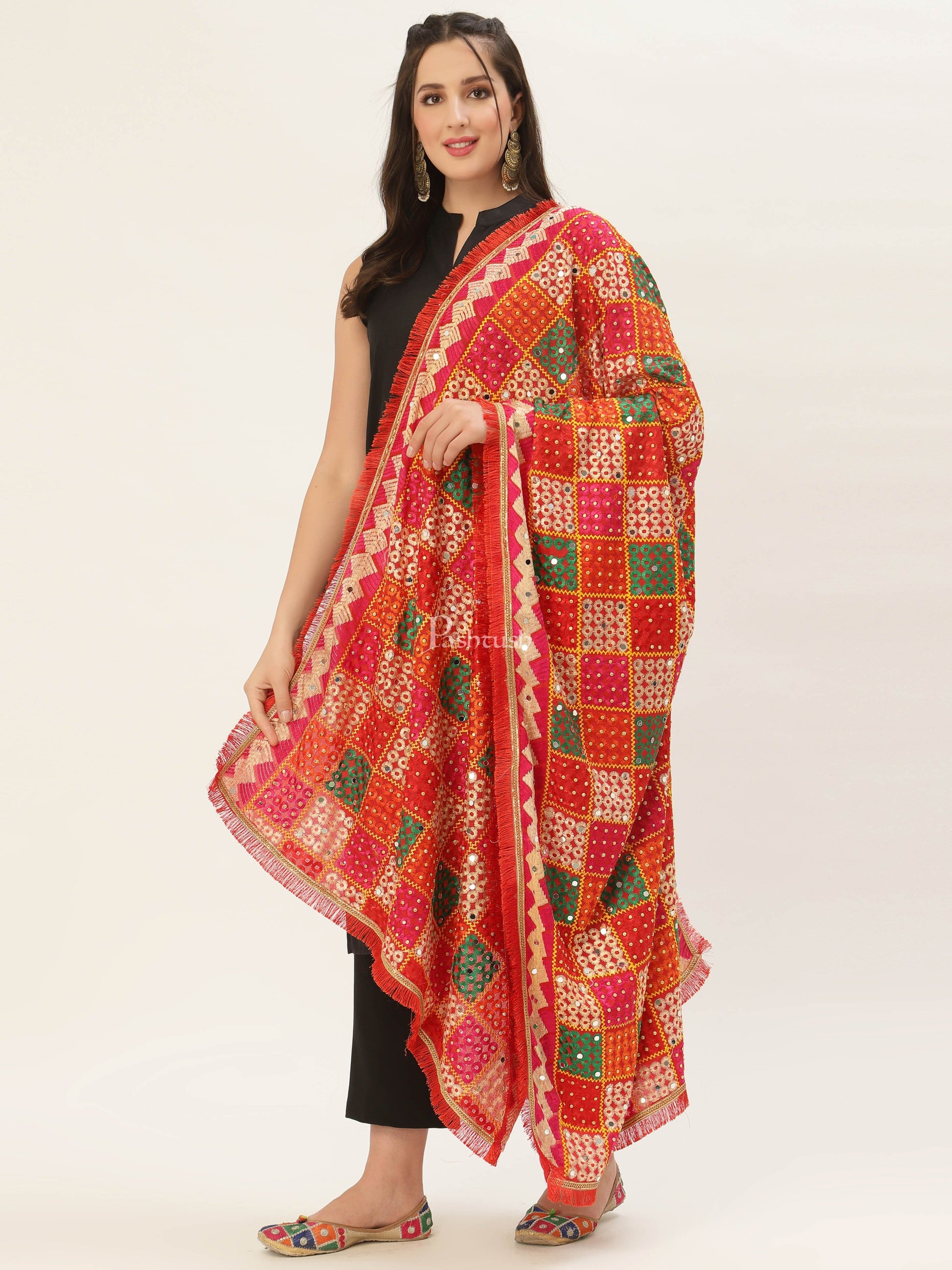 Pashtush India Womens Dupatta Pashtush Womens Phulkari Dupatta