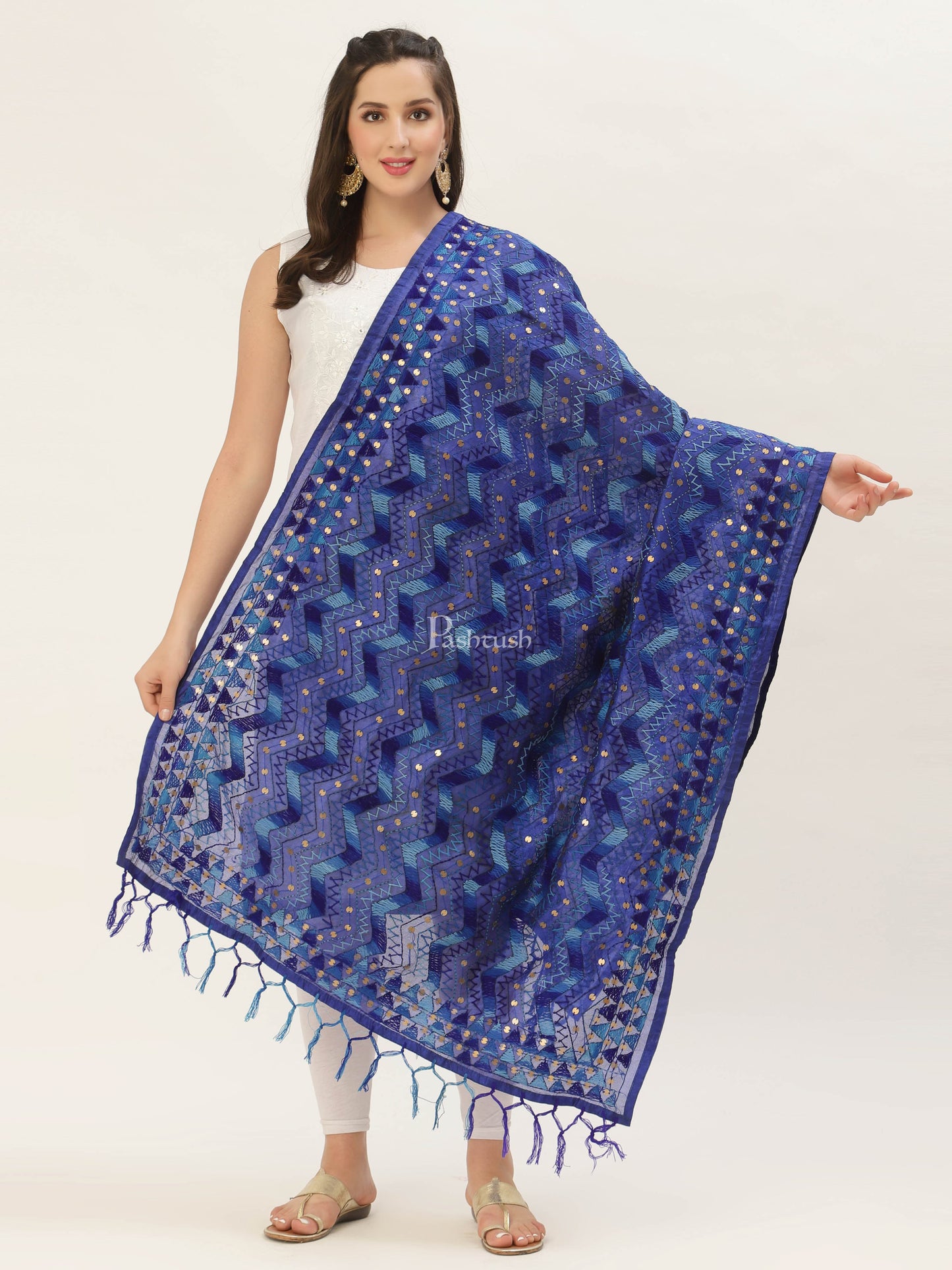 Pashtush India Womens Dupatta Pashtush Womens Phulkari Dupatta