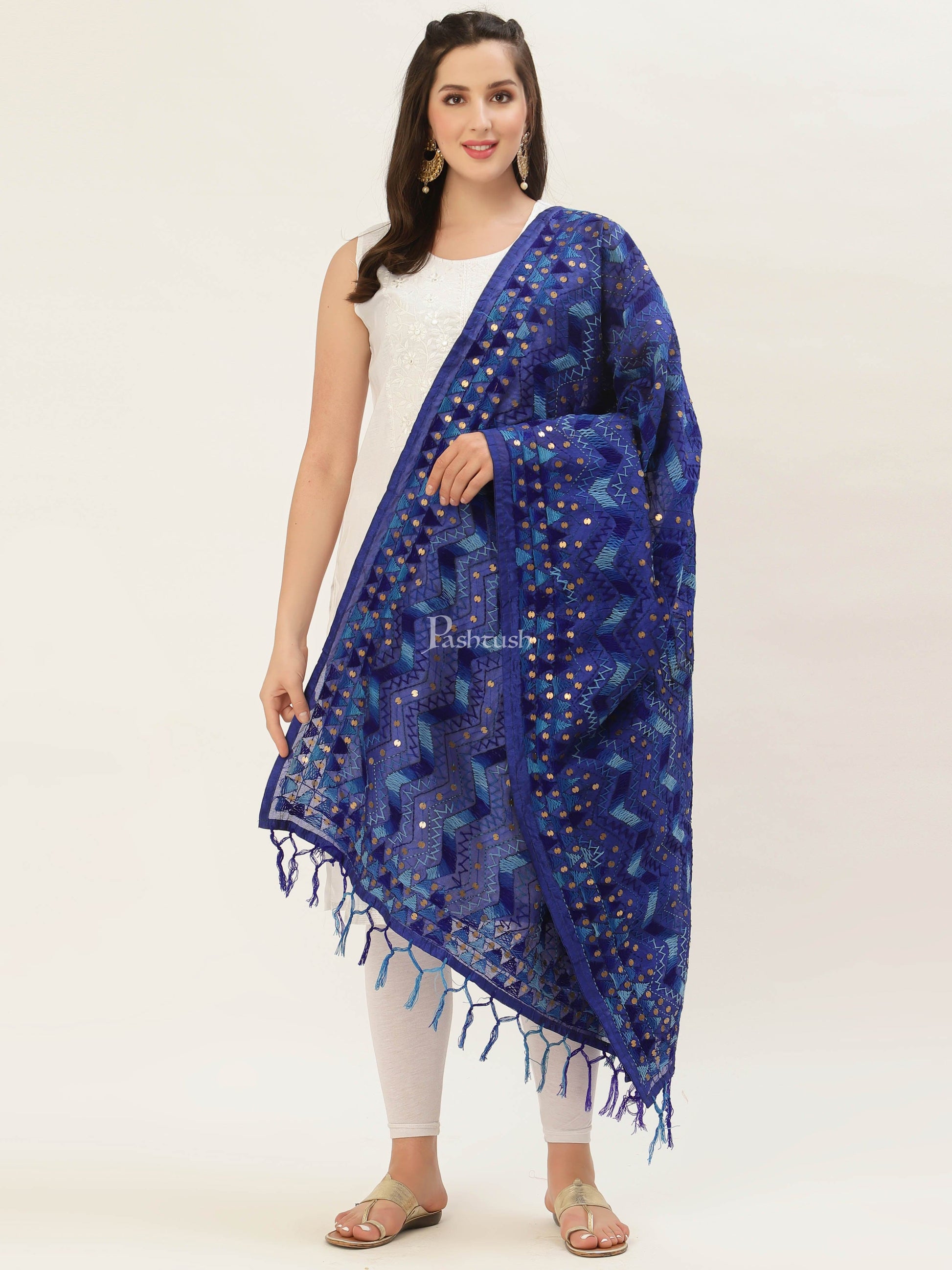 Pashtush India Womens Dupatta Pashtush Womens Phulkari Dupatta
