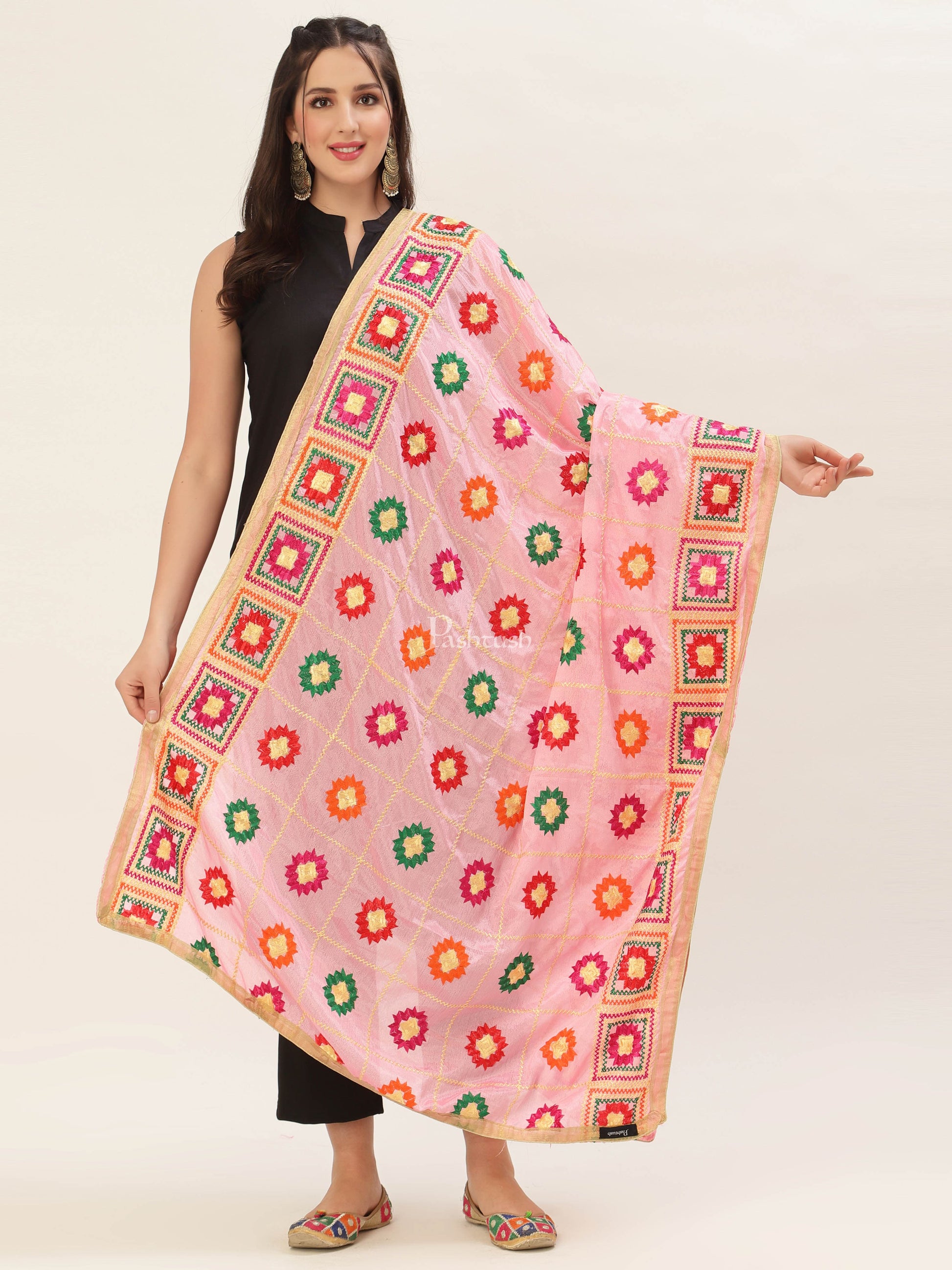 Pashtush India Womens Dupatta Pashtush Womens Phulkari Dupatta