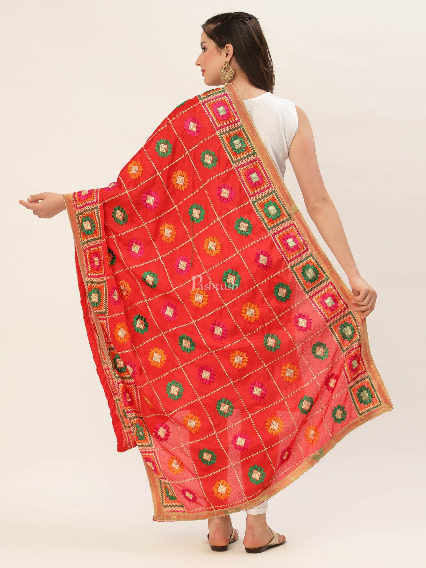 Pashtush India Womens Dupatta Pashtush Womens Phulkari Dupatta