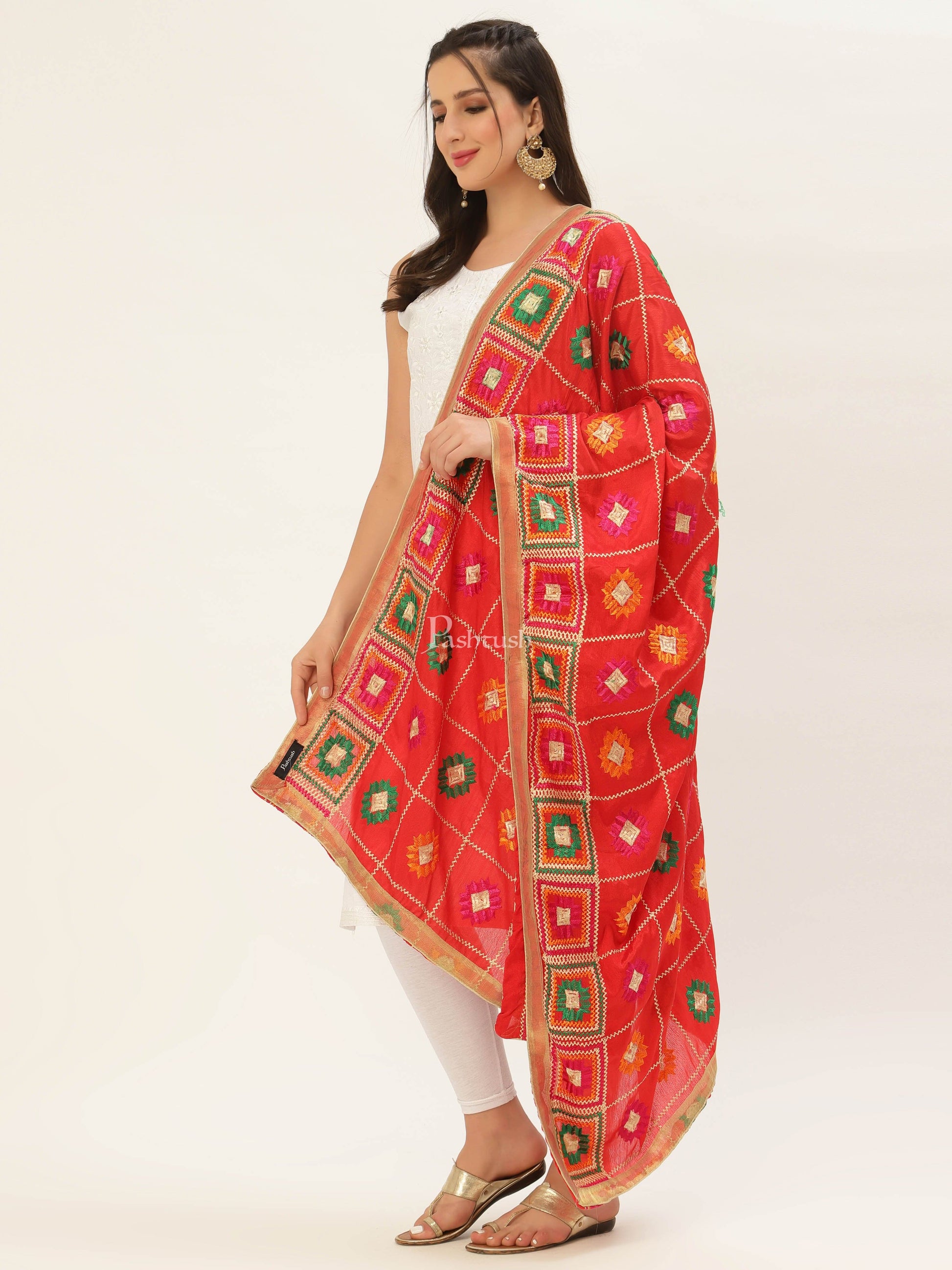 Pashtush India Womens Dupatta Pashtush Womens Phulkari Dupatta