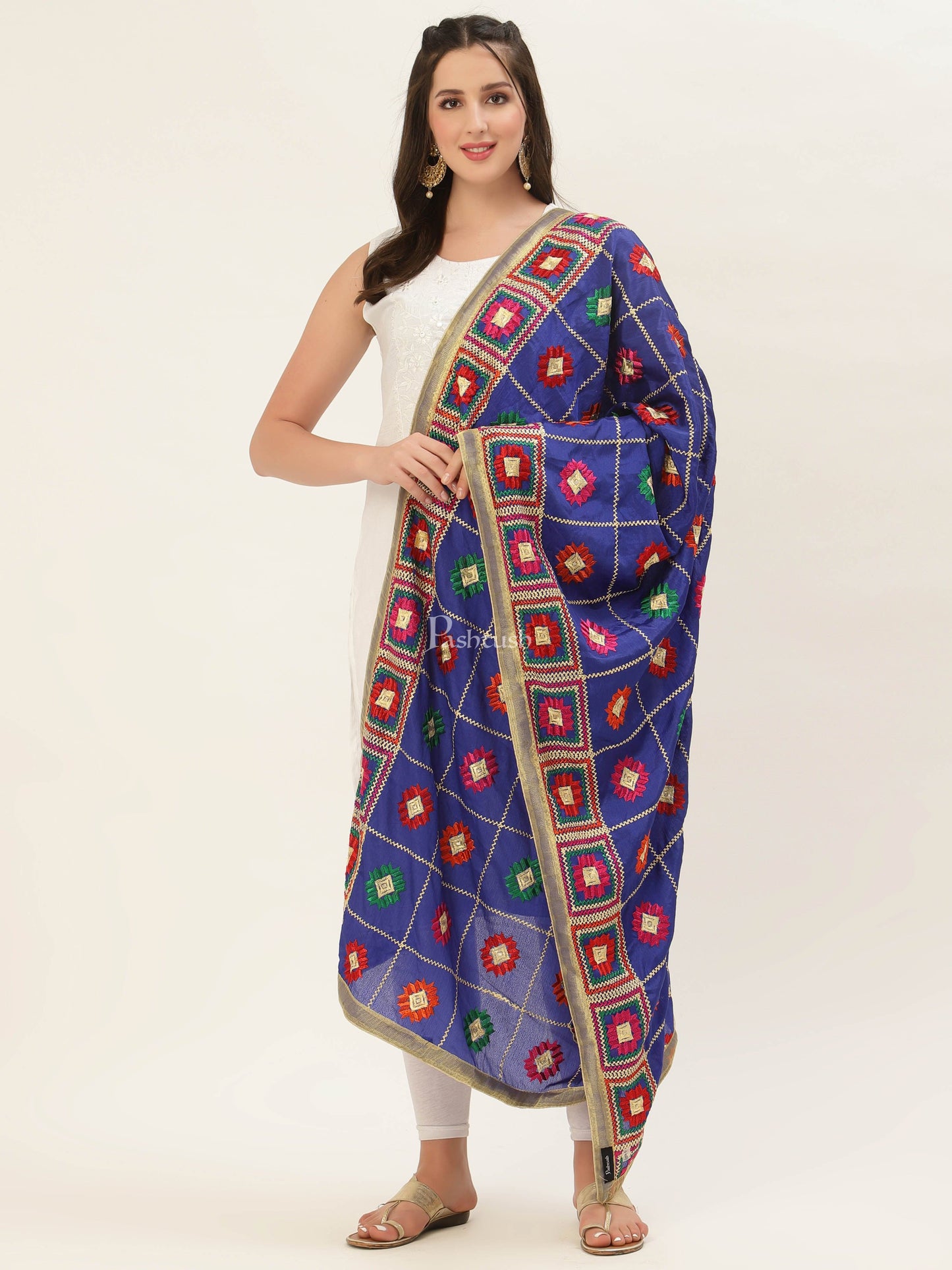 Pashtush India Womens Dupatta Pashtush Womens Phulkari Dupatta