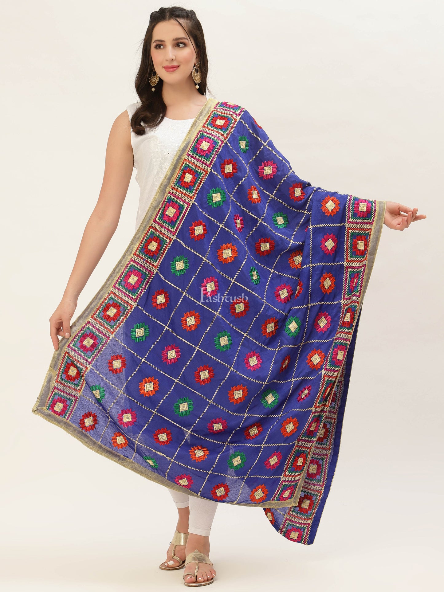 Pashtush India Womens Dupatta Pashtush Womens Phulkari Dupatta