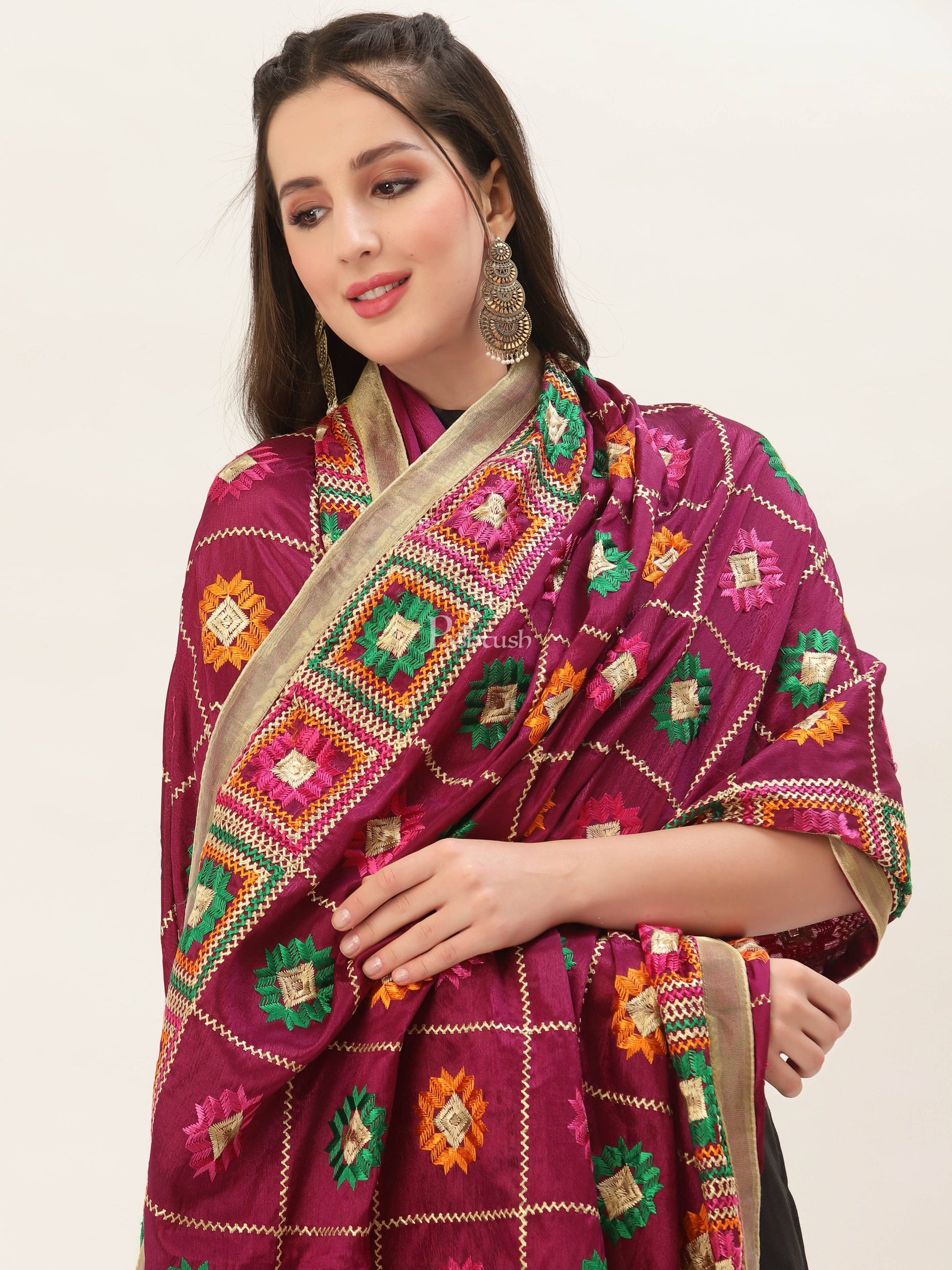Pashtush India Womens Dupatta Pashtush Womens Phulkari Dupatta