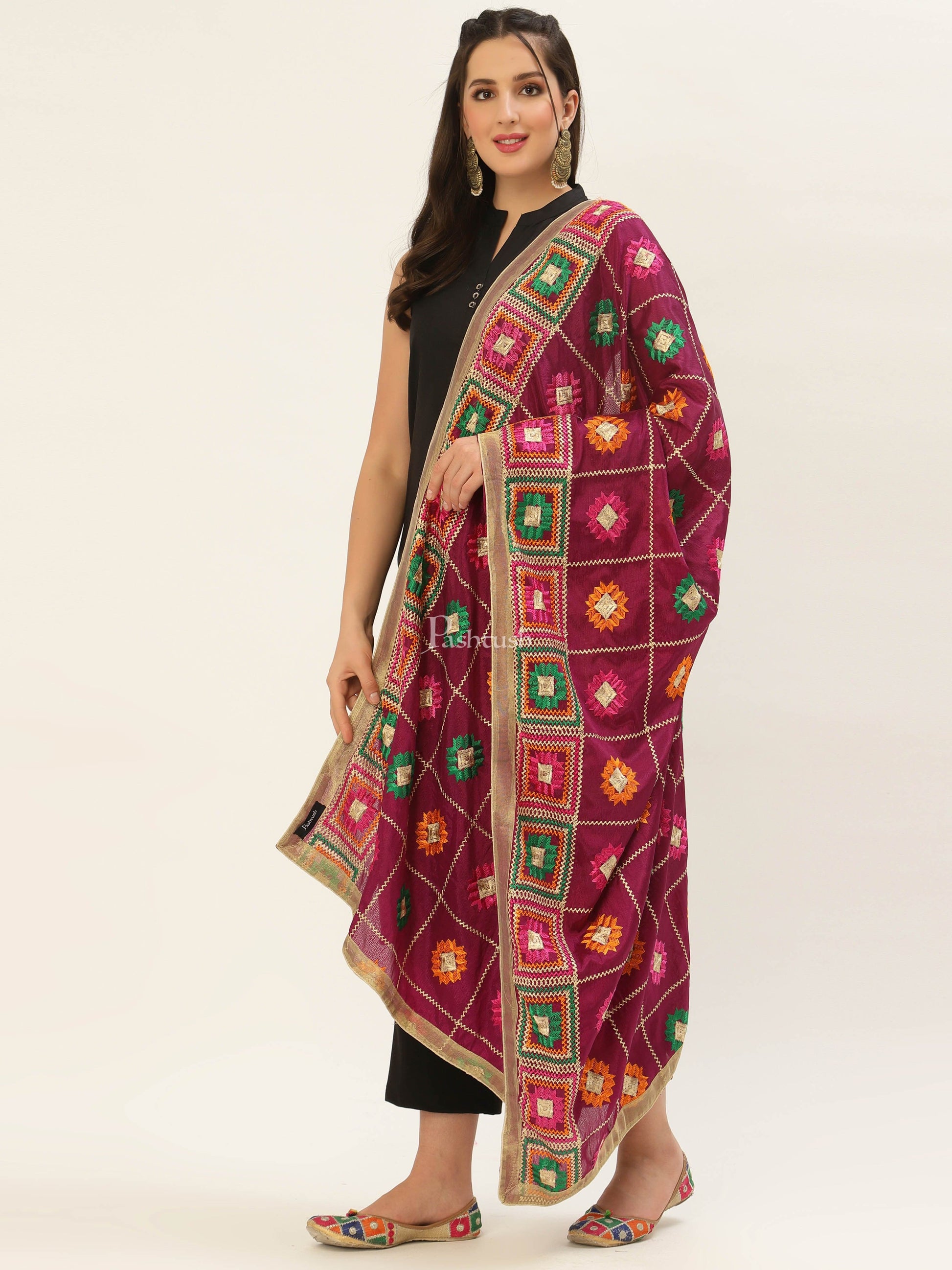 Pashtush India Womens Dupatta Pashtush Womens Phulkari Dupatta