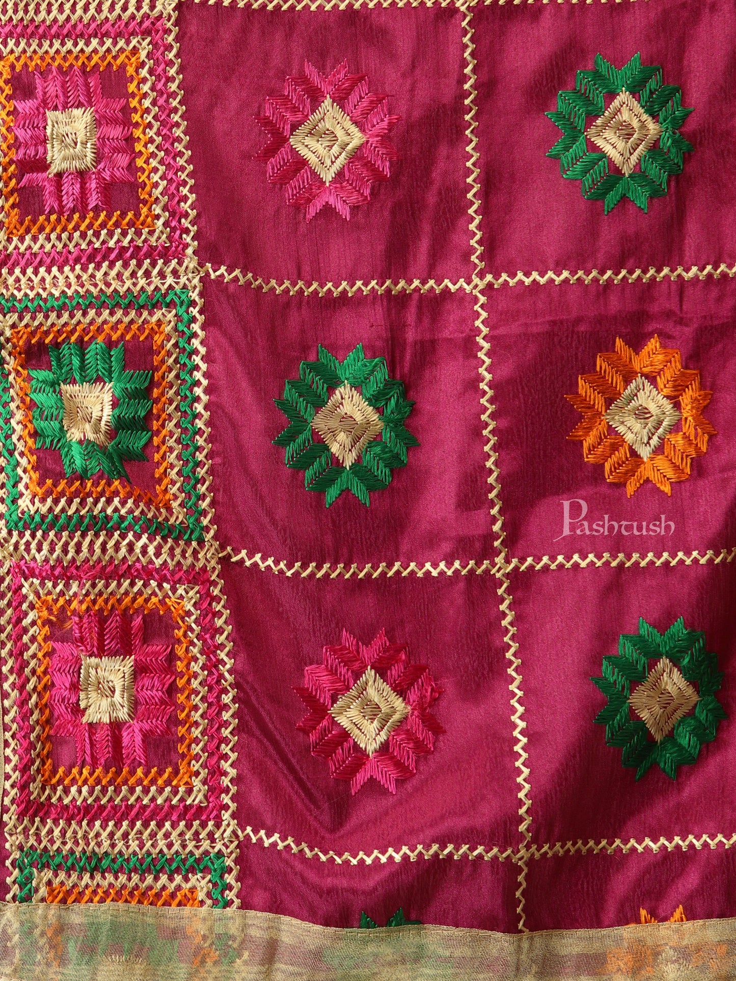 Pashtush India Womens Dupatta Pashtush Womens Phulkari Dupatta