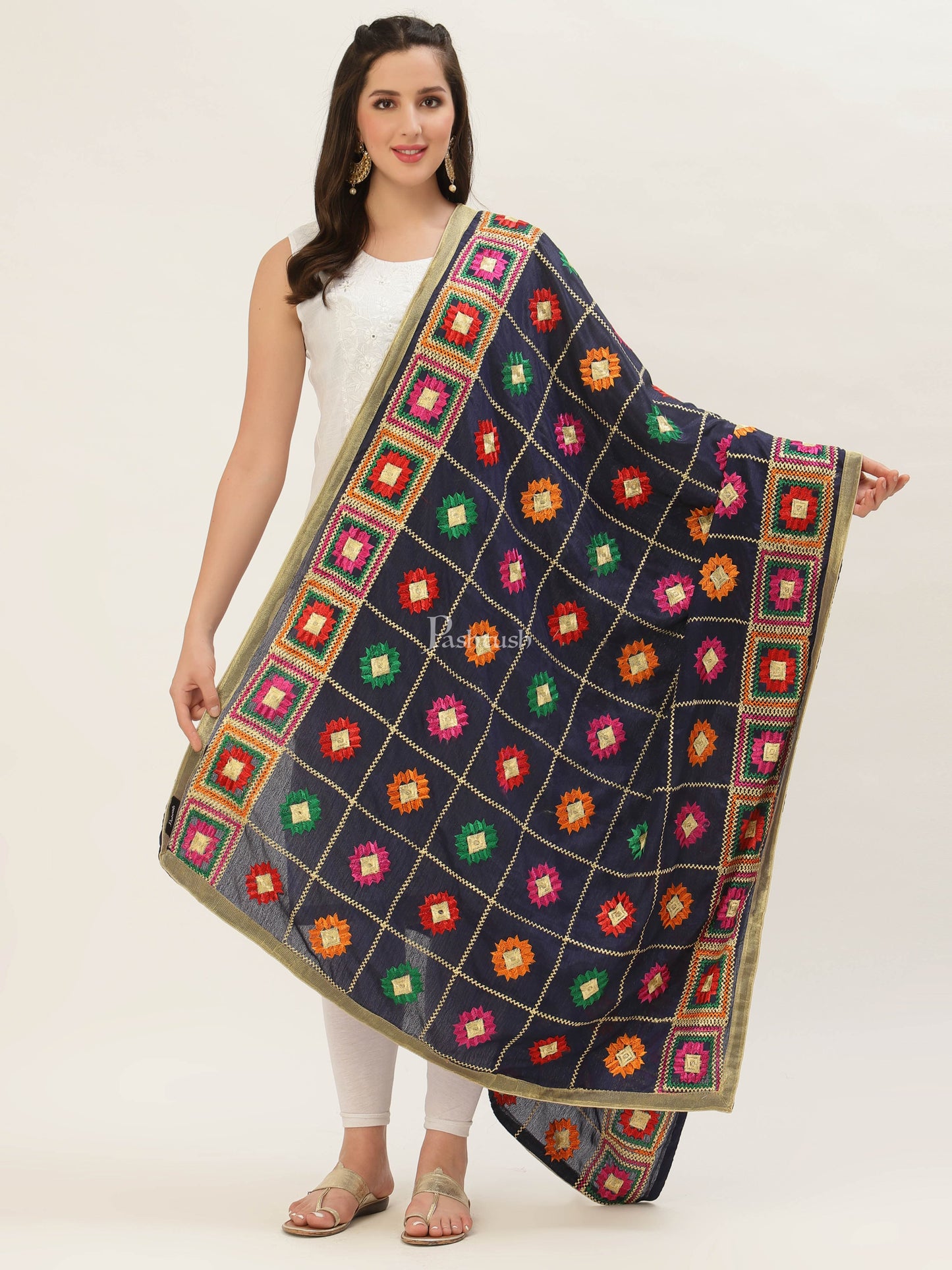 Pashtush India Womens Dupatta Pashtush Womens Phulkari Dupatta