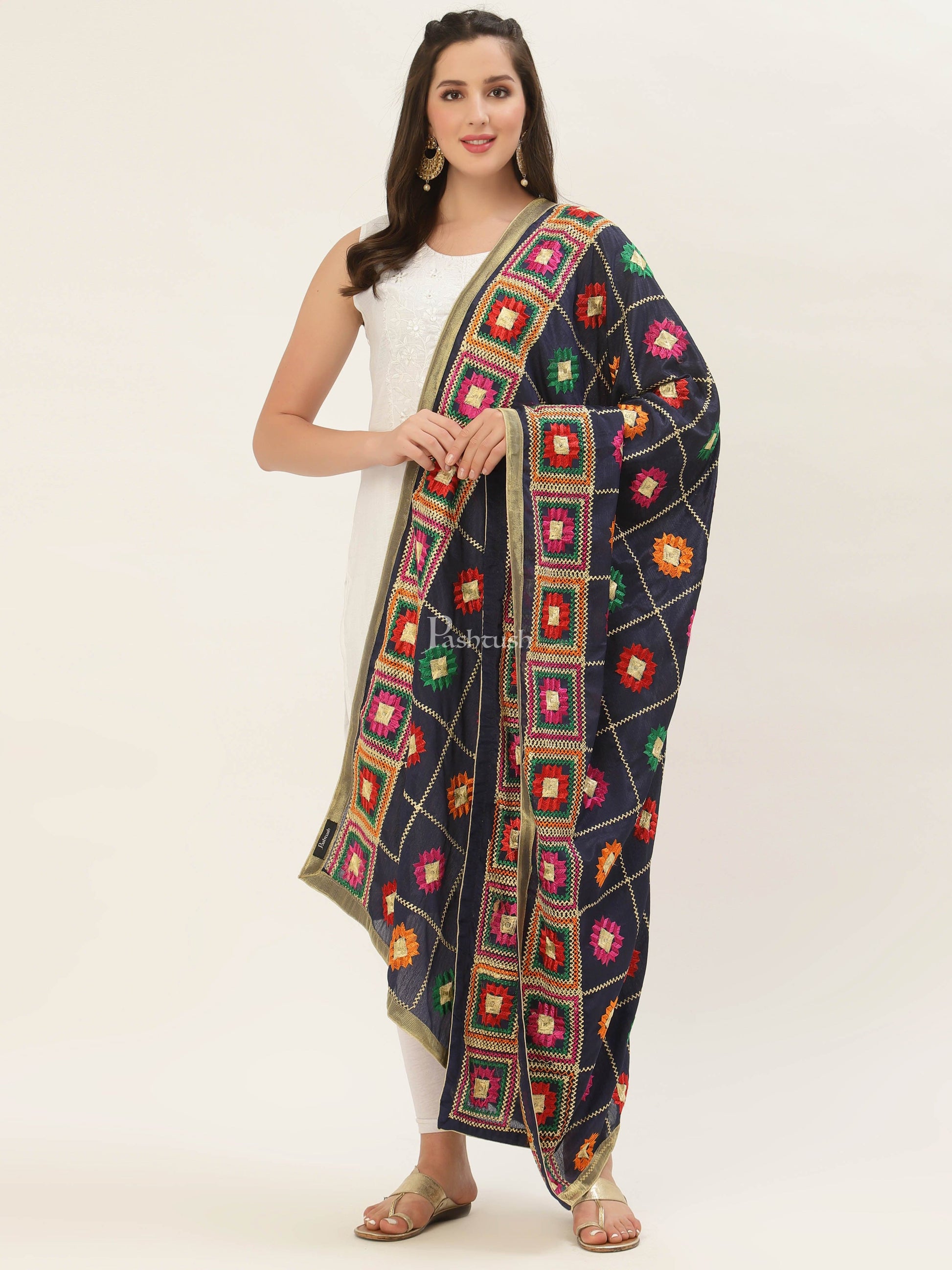 Pashtush India Womens Dupatta Pashtush Womens Phulkari Dupatta