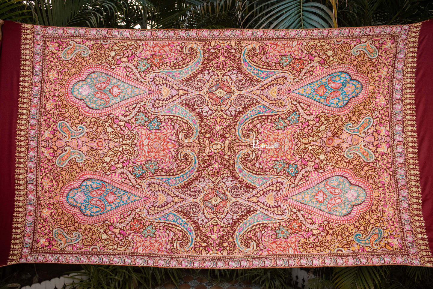 Pashtush India Womens Shawls Pashtush Womens Pure Pashmina Shawl, Maroon