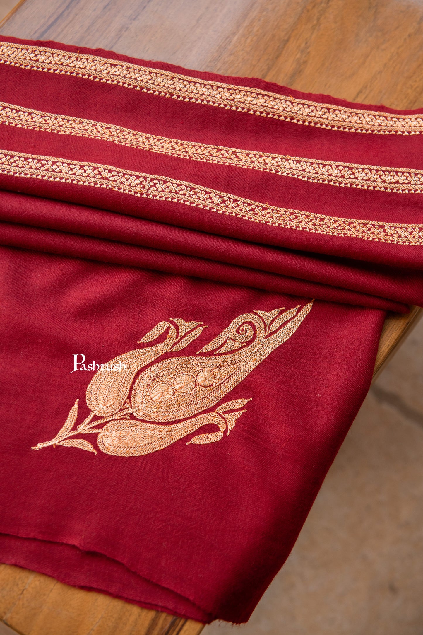 Pashtush India Womens Shawls Pashtush Womens Pure Pashmina Shawl, Maroon
