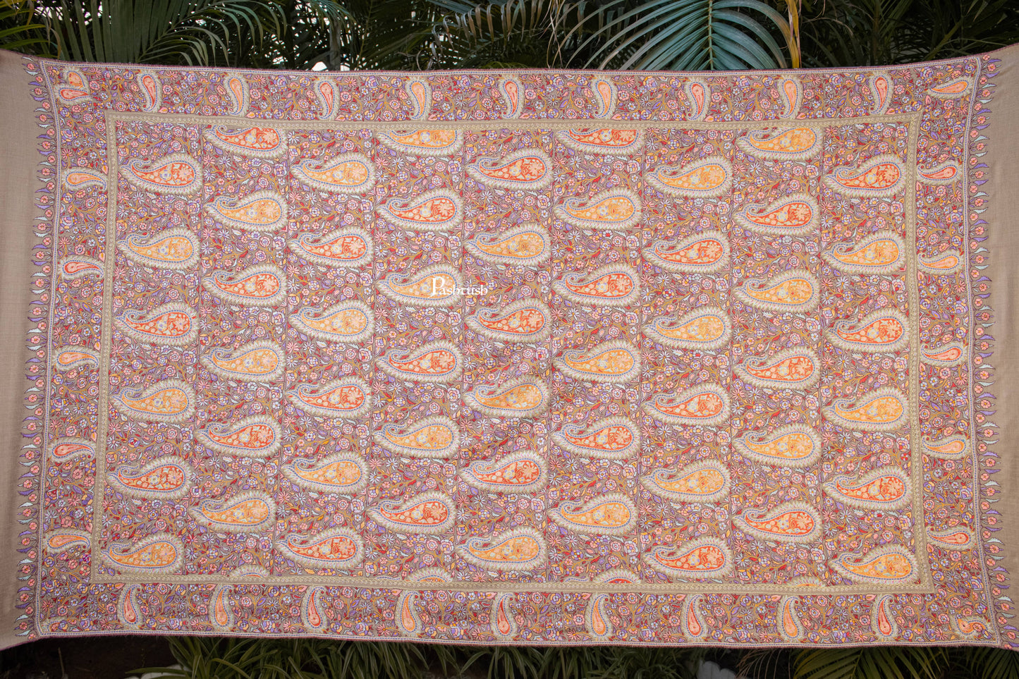 Pashtush India Womens Shawls Pashtush Womens Pure Pashmina Shawl, Multicolour With Natural Woven Base