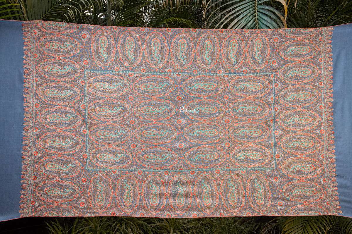Pashtush India Womens Shawls Pashtush Womens Pure Pashmina Shawl, Muted Blue