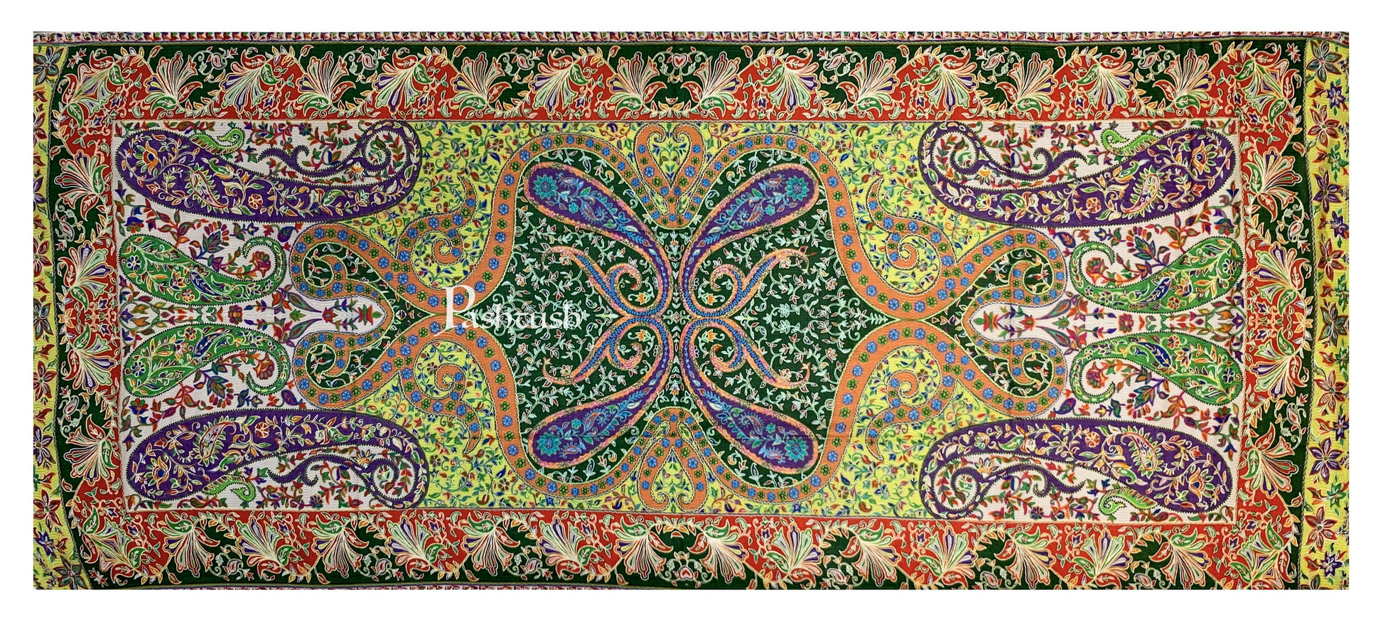 Pashtush India 100x200 Pashtush Womens Pure Wool, Hand Embroidered Kalamkari Shawl, With Woolmark Certificate
