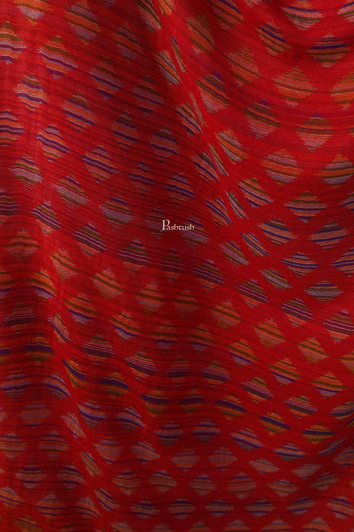 Pashtush India 70x200 Pashtush Womens Reversible Stole, 100% Pure Wool With Woolmark Certification, Red