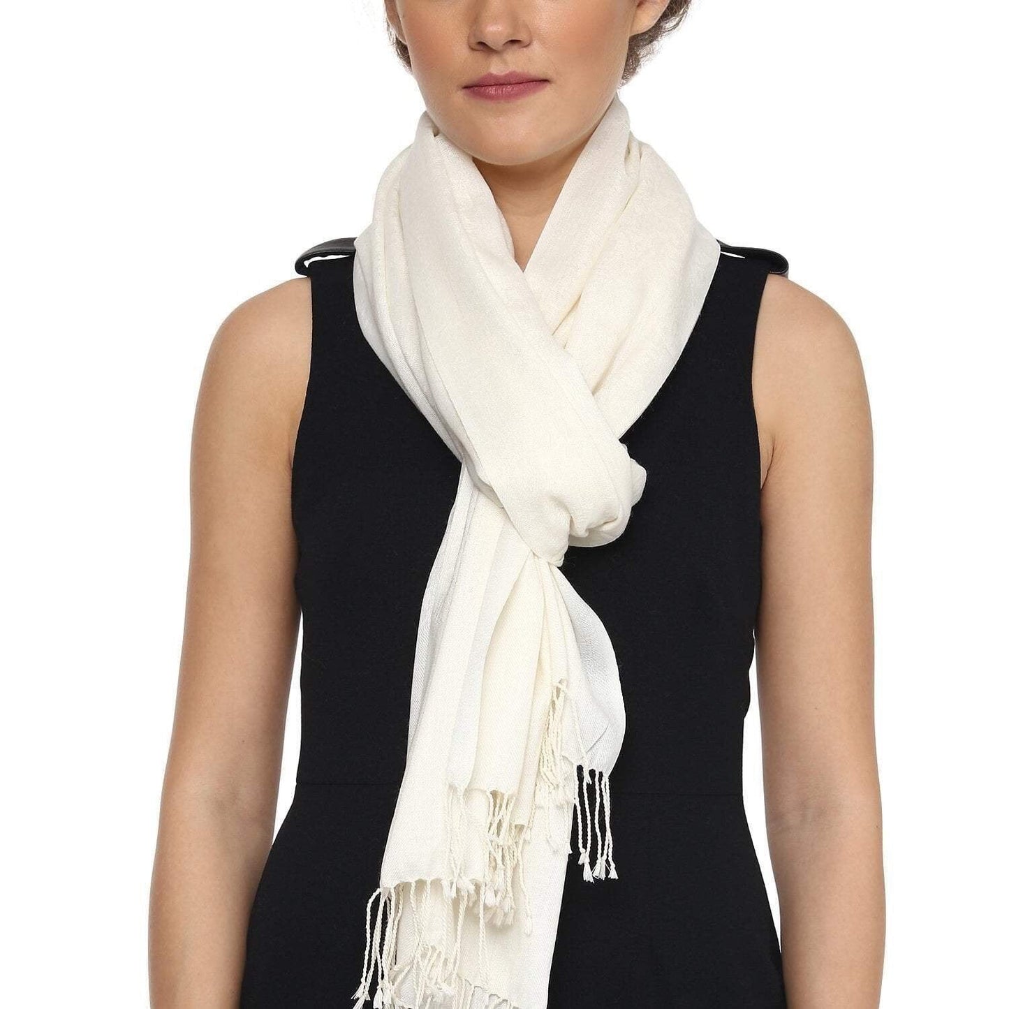 Pashtush Womens Scarf, Stole Jacquard, Paisley, White