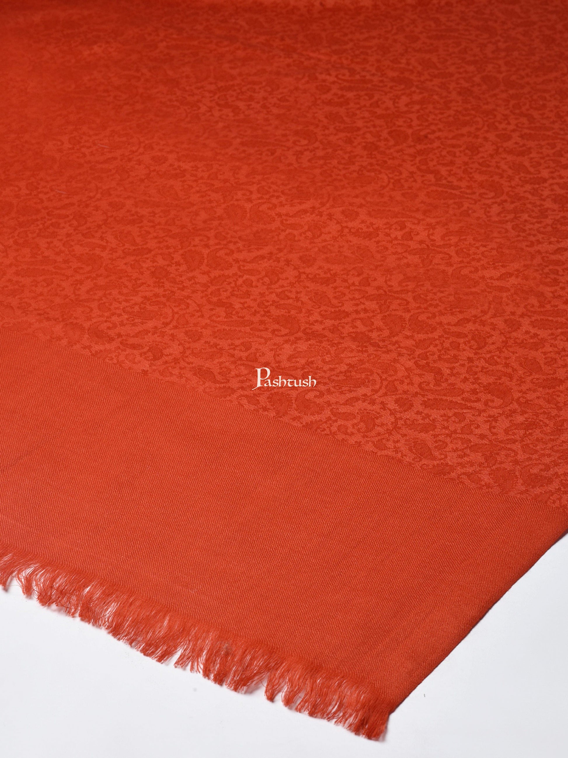 Pashtush India Womens Shawls Pashtush Womens Self Weave Soft Fine Wool Shawl, Rust