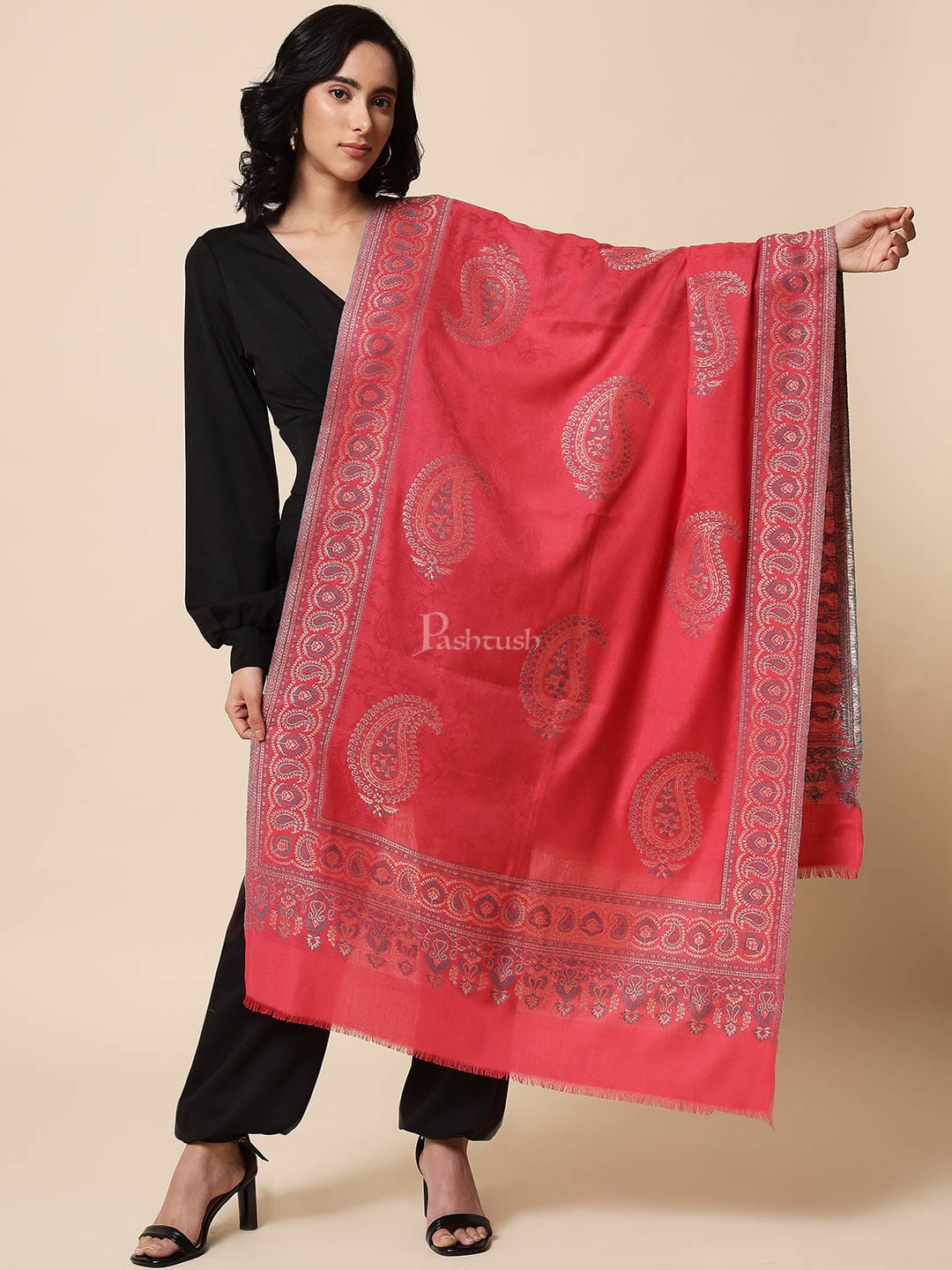 Pashtush India Womens Shawls Pashtush Womens Shawl, Faux Pashmina, Soft and Warm, Fuschia