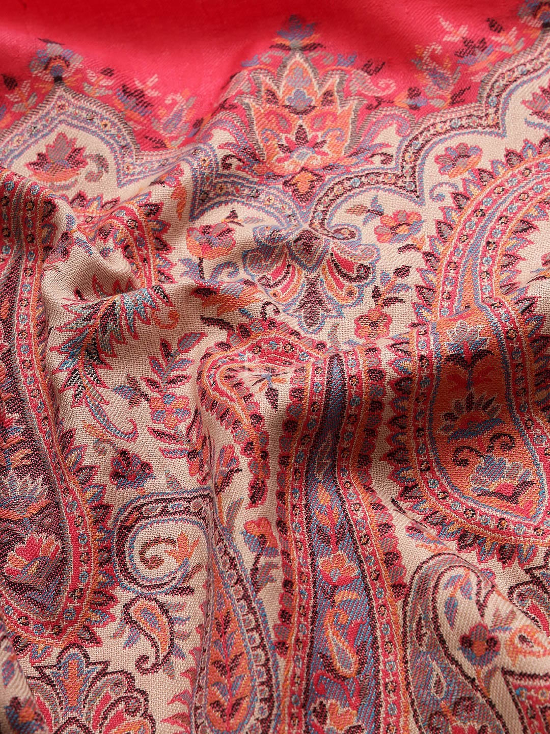 Pashtush India Womens Shawls Pashtush Womens Shawl, Faux Pashmina, Woven Palla Design , Hot Pink