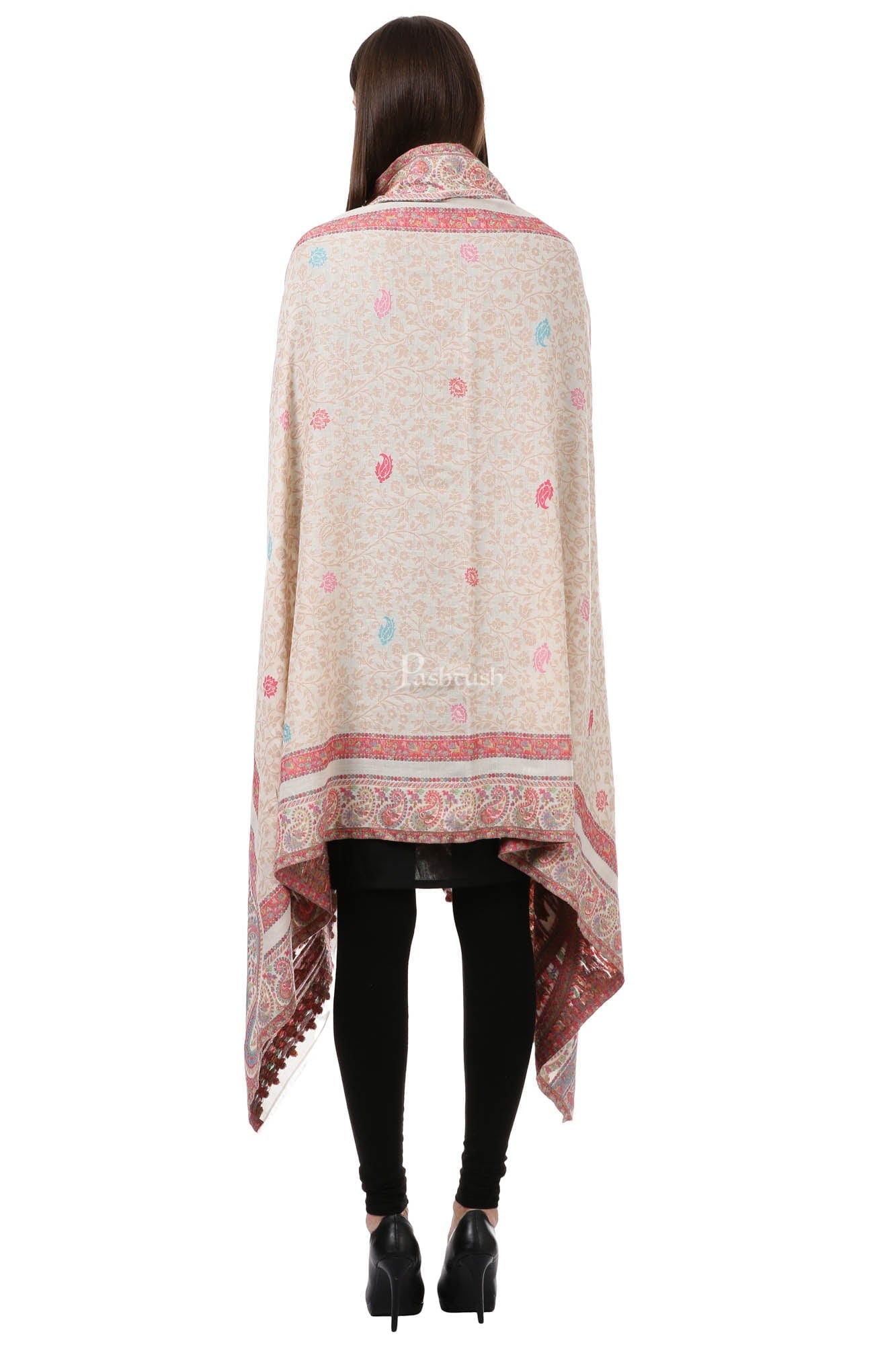 Pashtush India Womens Shawls Pashtush Womens Shawl,"Rich Garden Aesthic" Design, Inspired By Vintage Jamawar Shawls, Faux Pashmina Shawls, Soft And Warm