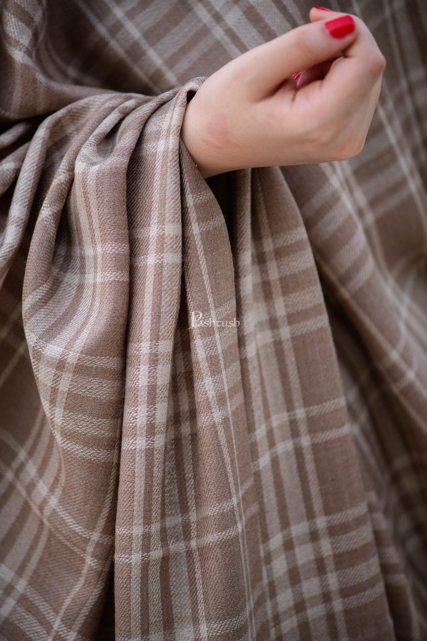 Pashtush India Womens Shawls Pashtush Womens Shawl, Thick Wool Shawl Check Design,  Extra Warm Shawl