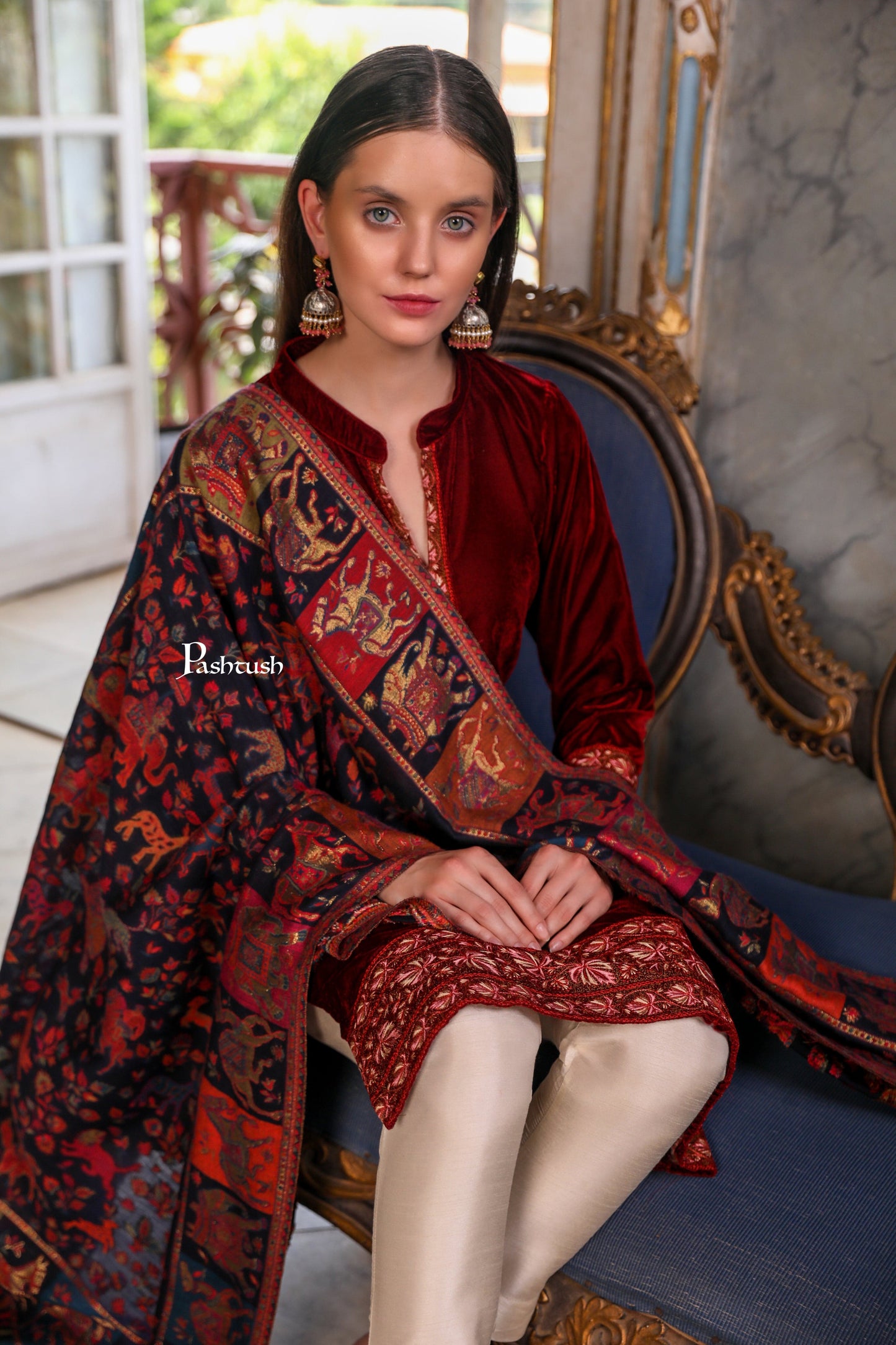 Pashtush India Womens Shawls Pashtush Womens Shawl, Twilight Collection Shawl, Woven Design, Extra Fine Wool, Multicoloured