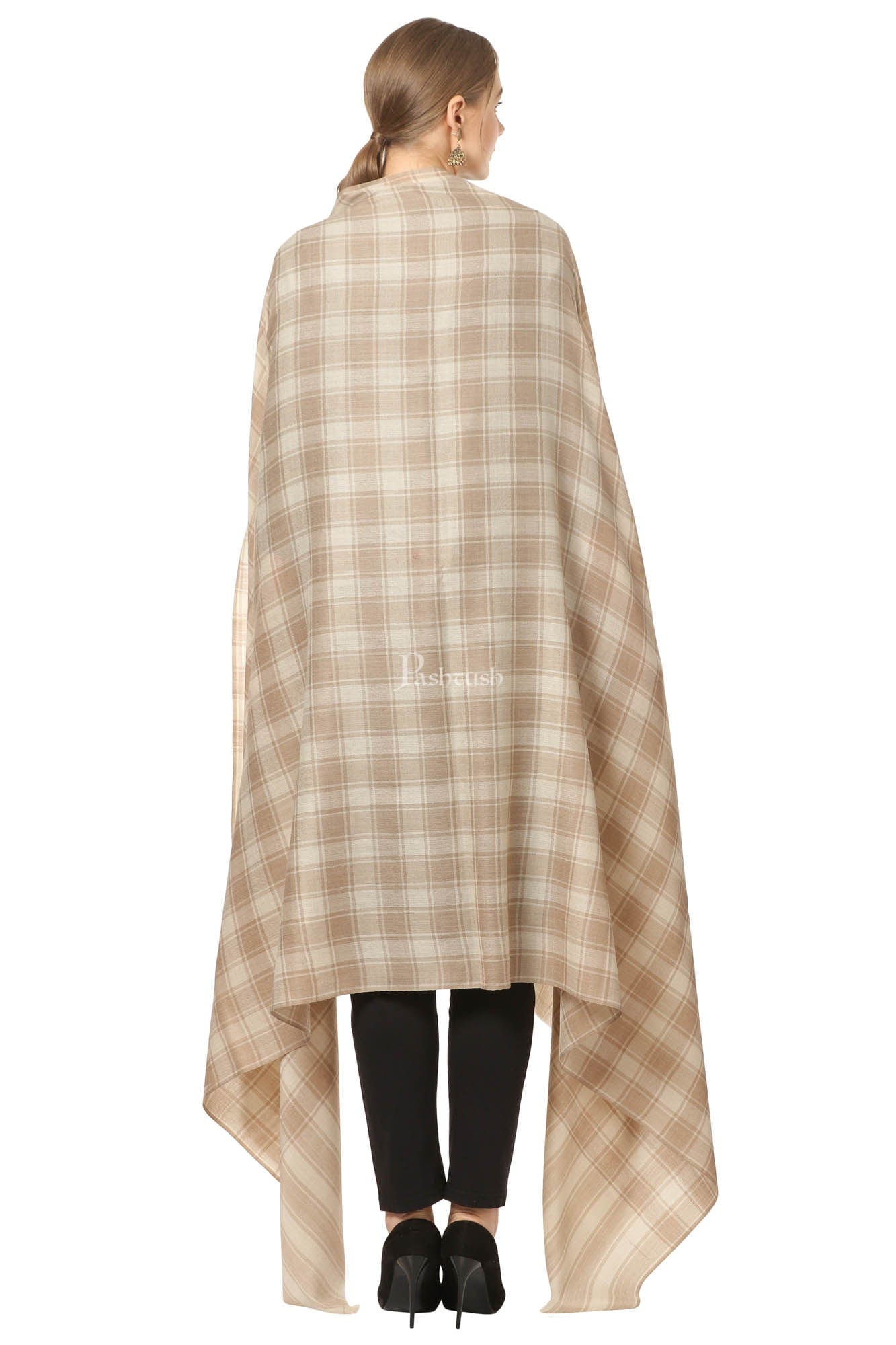 Pashtush India Womens Shawls Pashtush Womens Shawl, Ultra Soft Wool Shawl Check Design, Shawl