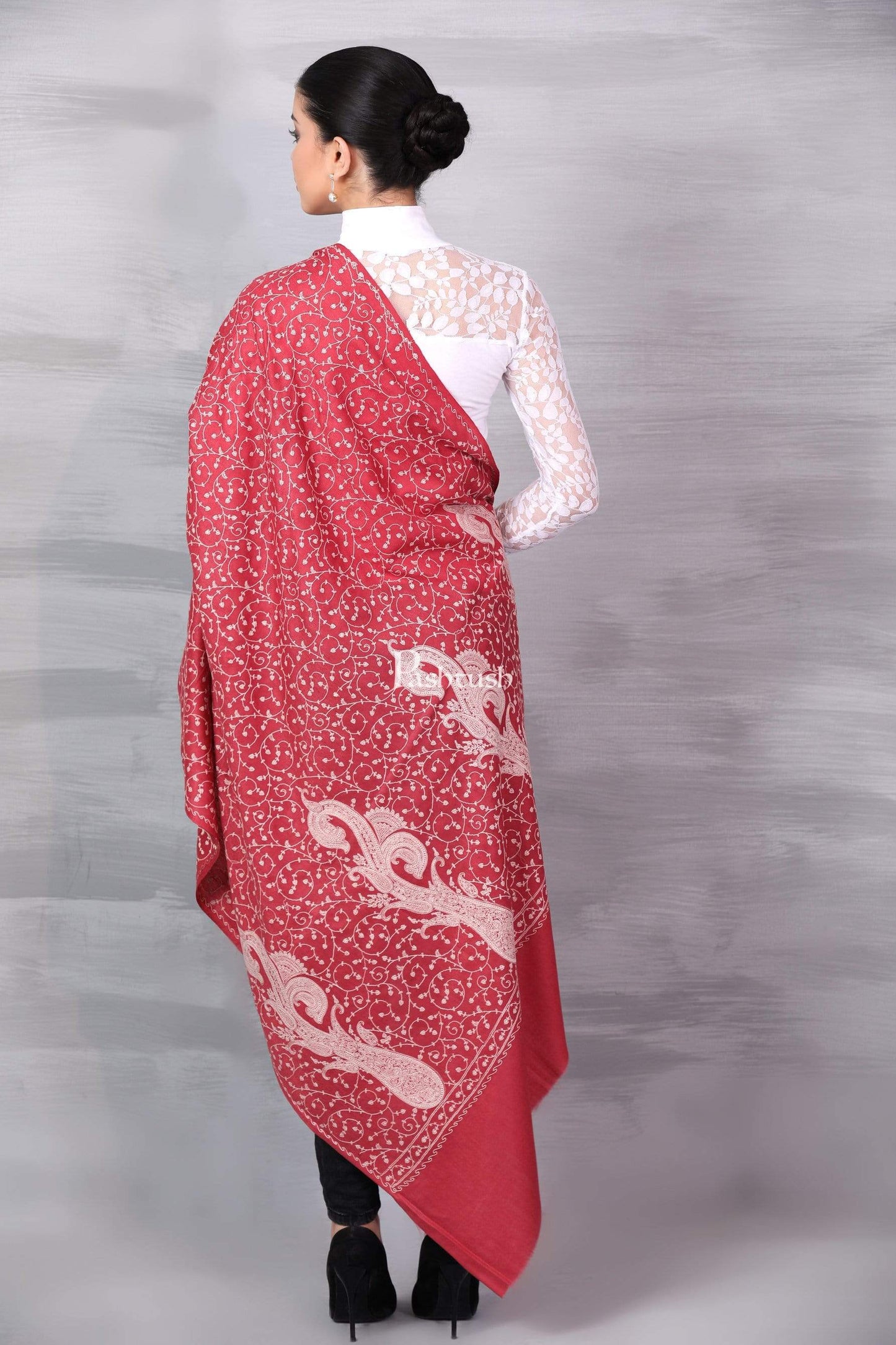Pashtush Shawl Store Shawl Pashtush Womens Shawl with Tone on Tone Embroidery, Soft and Warm, Light Weight