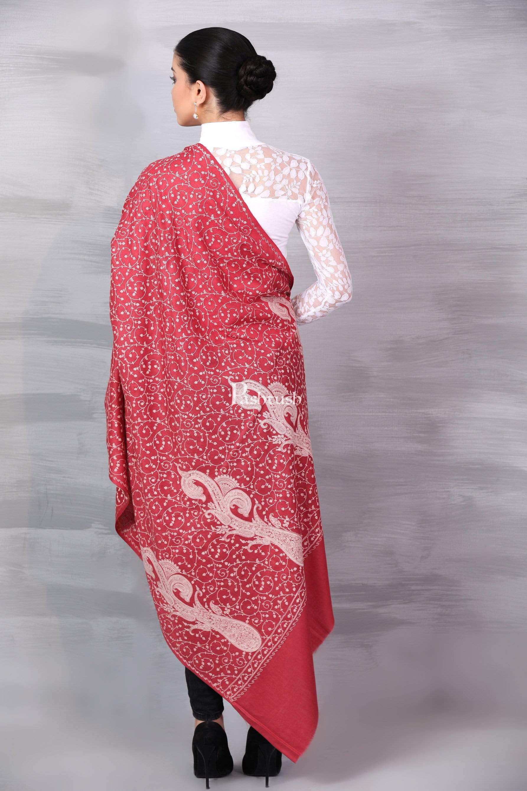 Pashtush Shawl Store Shawl Pashtush Womens Shawl with Tone on Tone Embroidery, Soft and Warm, Light Weight