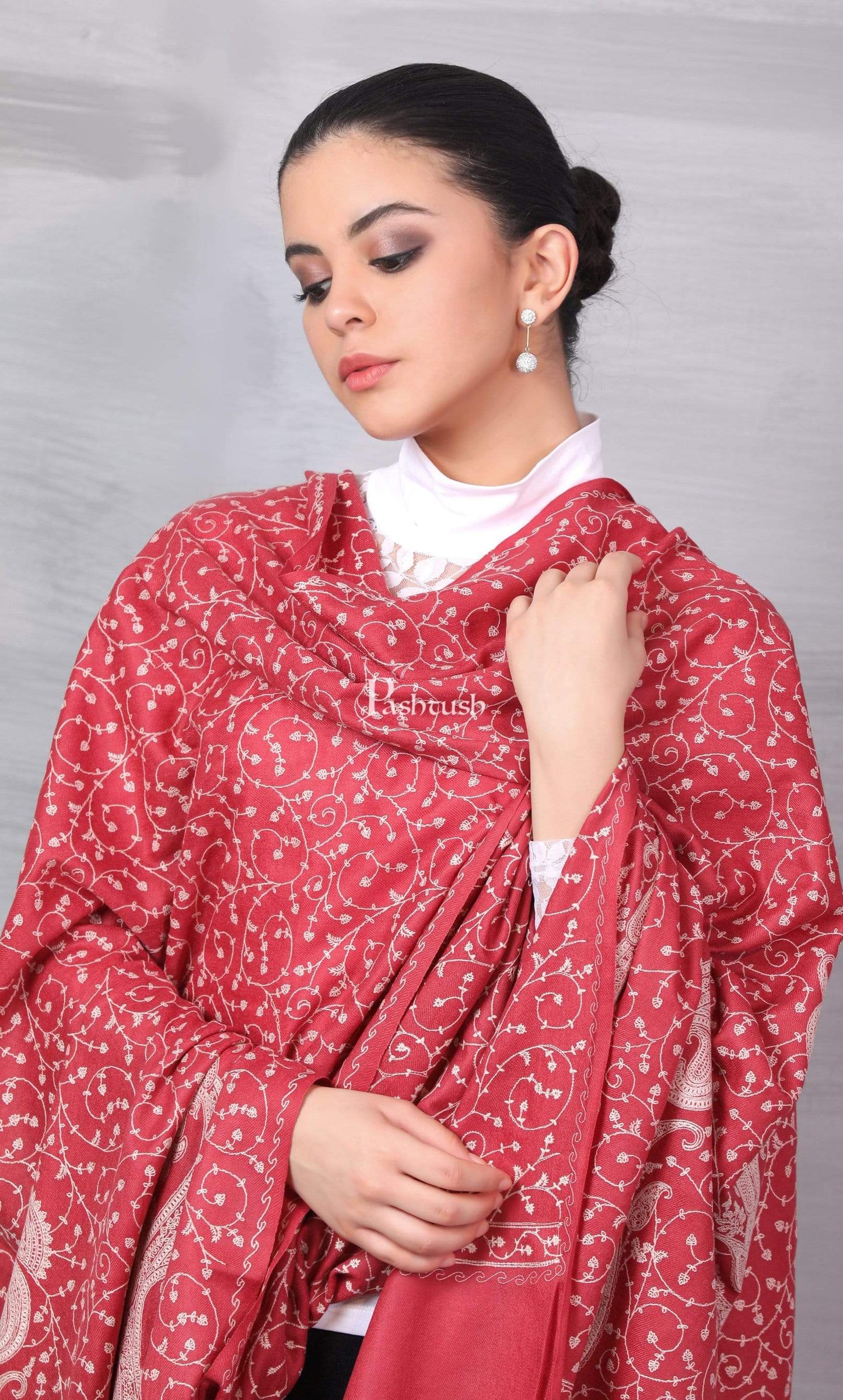 Pashtush Shawl Store Shawl Pashtush Womens Shawl with Tone on Tone Embroidery, Soft and Warm, Light Weight