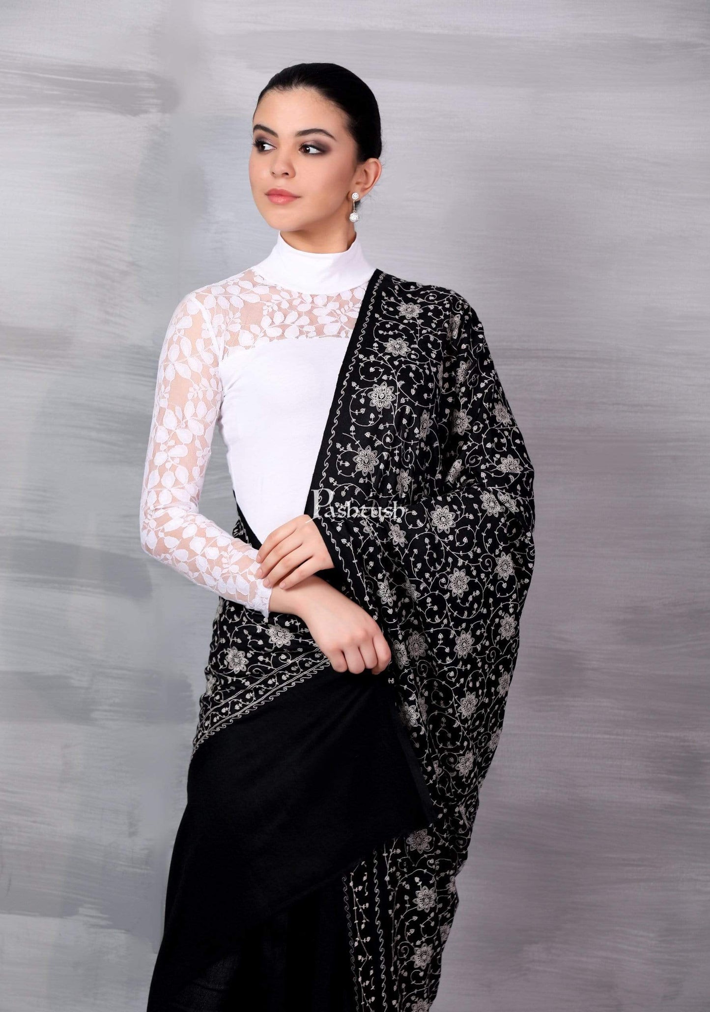 Pashtush Shawl Store Shawl Pashtush Womens Shawl with Tone on Tone Embroidery, Soft and Warm, Light Weight