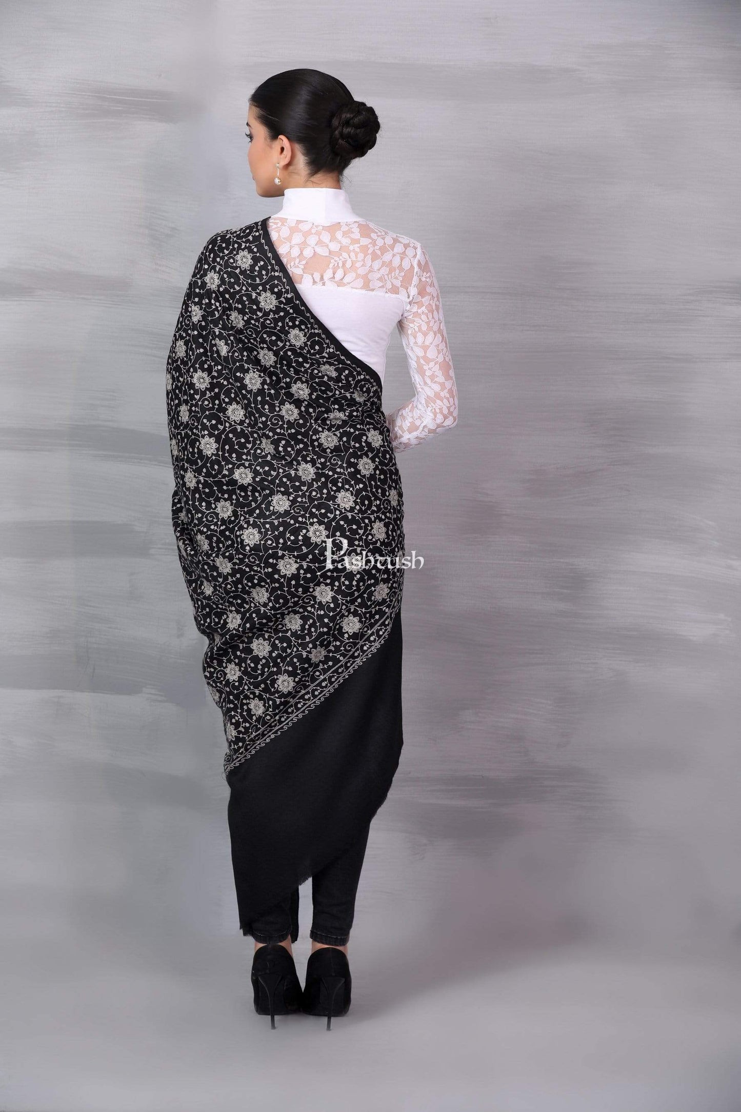 Pashtush Shawl Store Shawl Pashtush Womens Shawl with Tone on Tone Embroidery, Soft and Warm, Light Weight