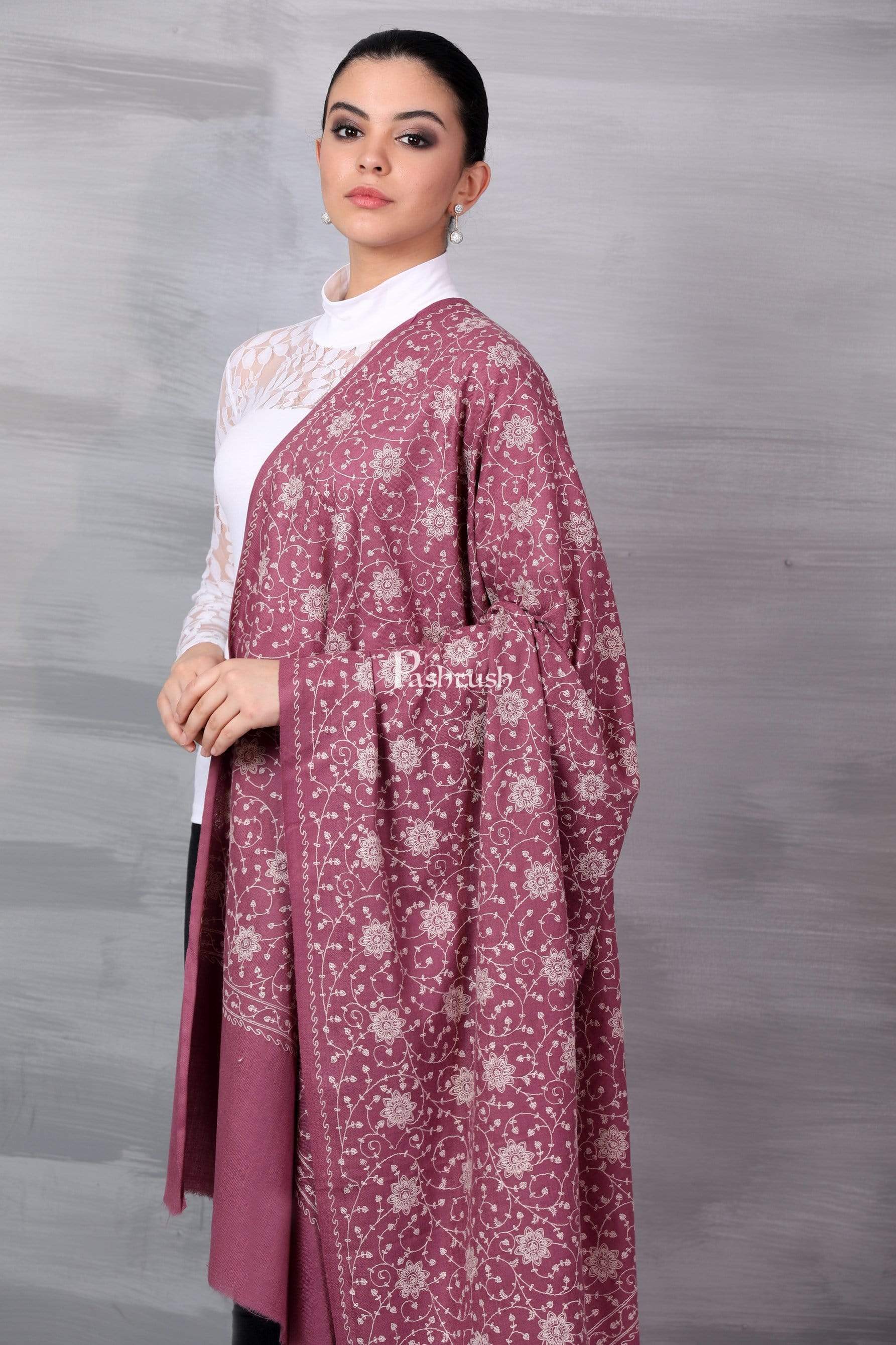 Pashtush India 100x200 Pashtush Womens Shawl with Tone on Tone Embroidery, Soft and Warm, Light Weight