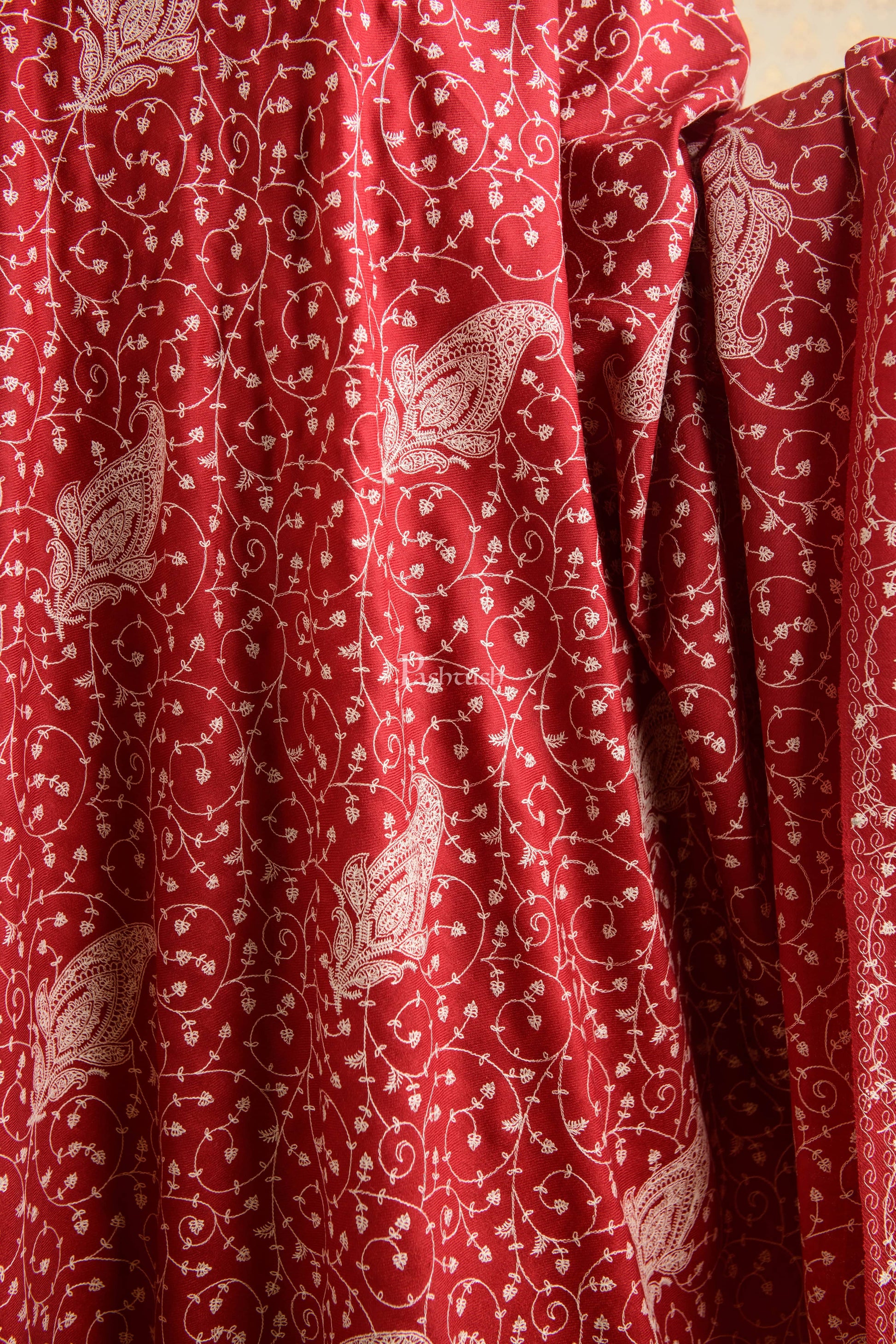 Pashtush India Womens Shawls Pashtush Womens Shawl With Tone On Tone Embroidery, Soft And Warm, Light Weight