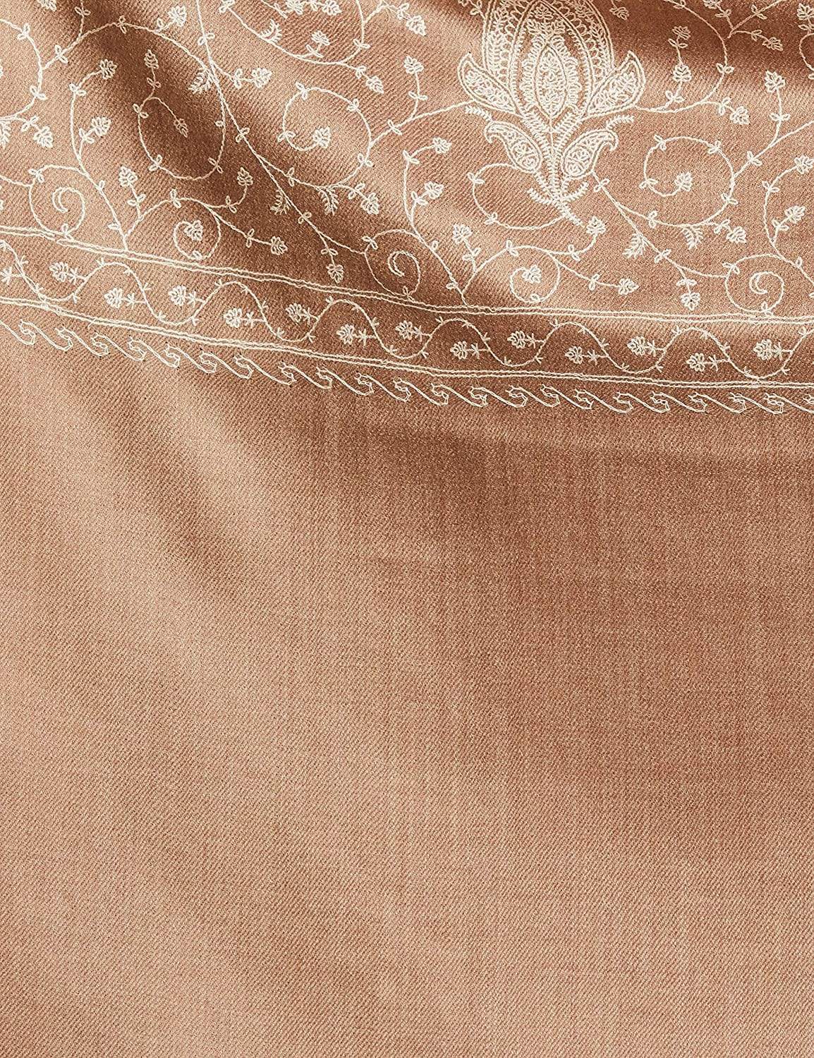 Pashtush India 100x200 Pashtush Womens Shawl With Tone On Tone Embroidery, Soft And Warm, Light Weight, Beige
