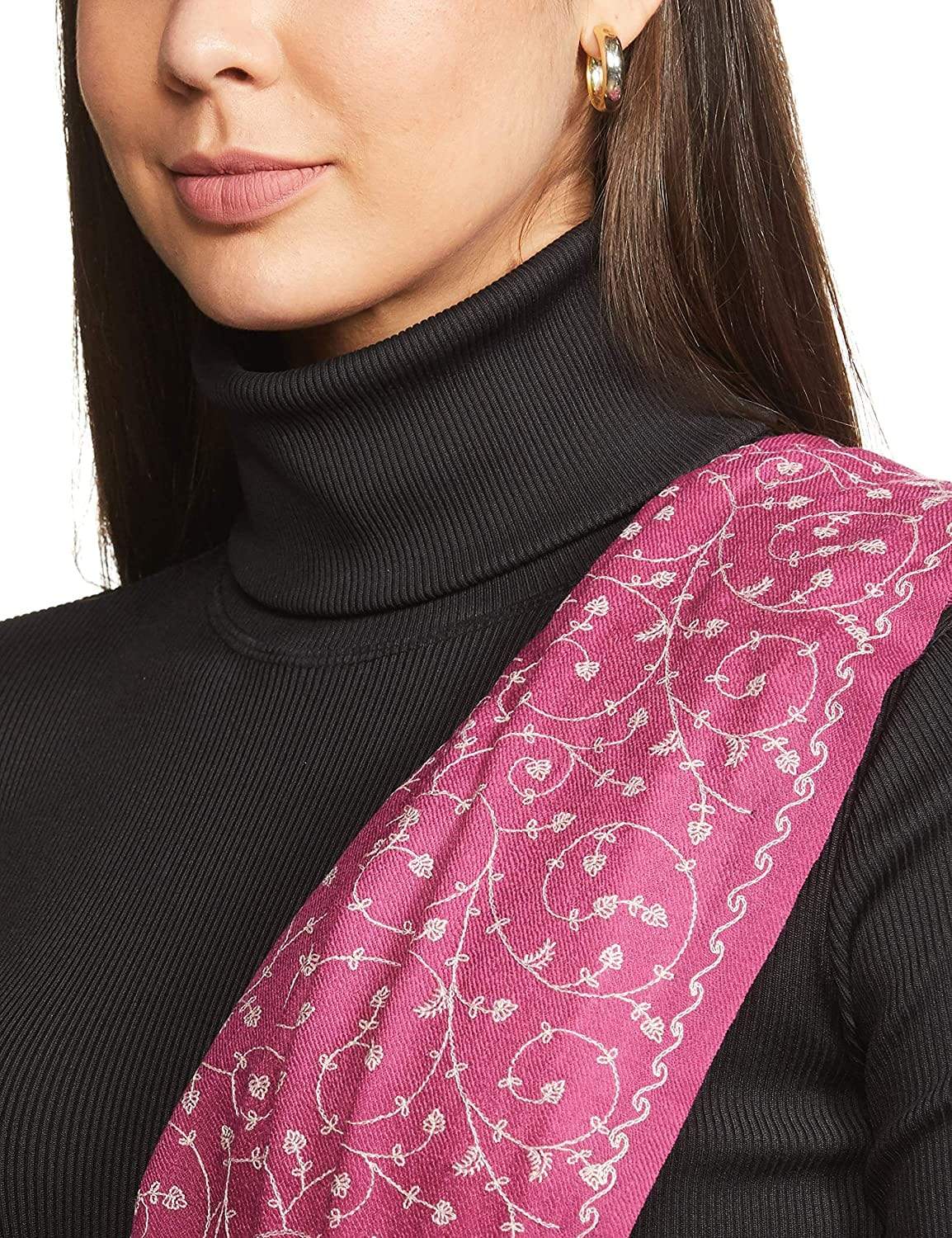 Pashtush India 100x200 Pashtush Womens Shawl With Tone On Tone Embroidery, Soft And Warm, Light Weight, Fuchsia