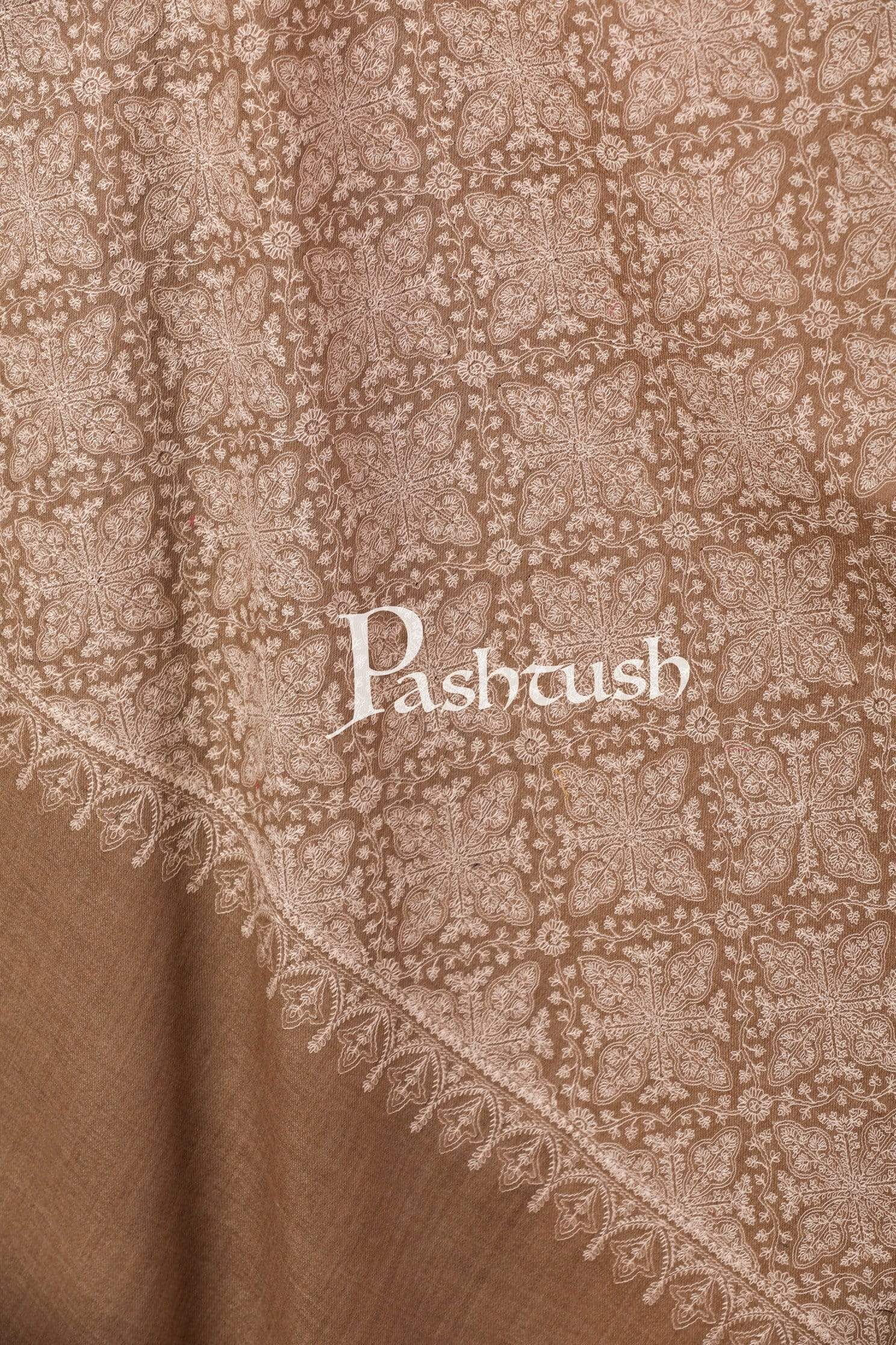 Pashtush India Shawl Pashtush Womens Shawl with Tone on Tone Embroidery, Soft and Warm, Taupe