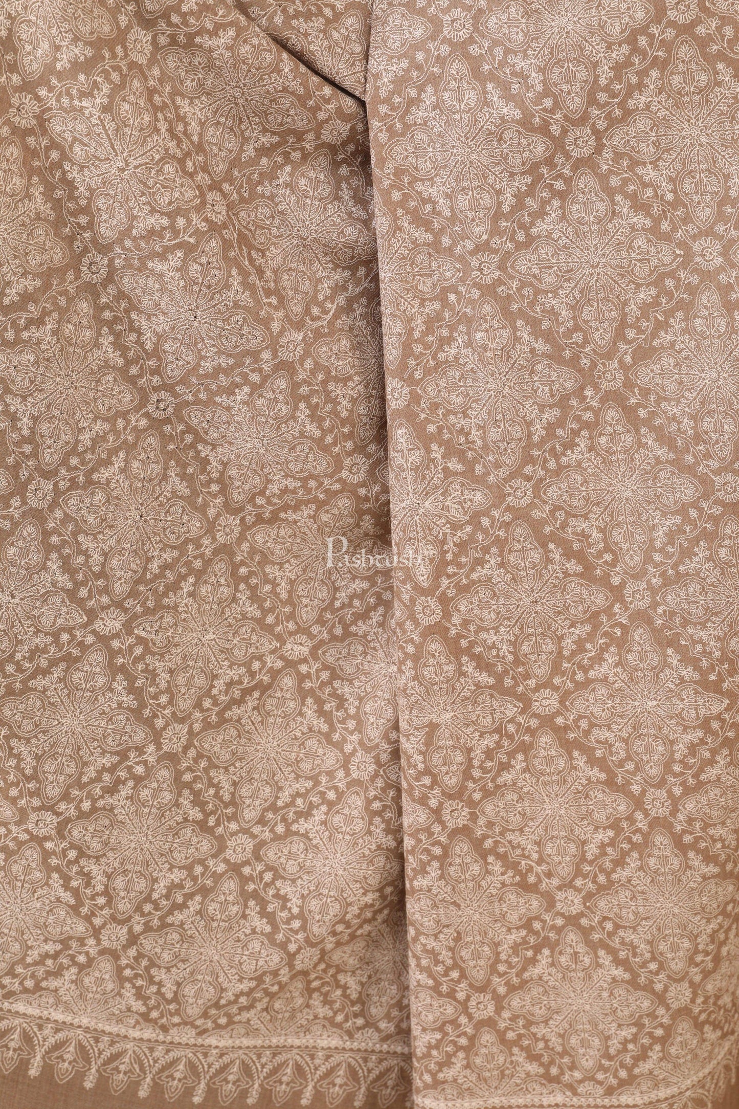 Pashtush India 100x200 Pashtush Womens Shawl with Tone on Tone Embroidery, Soft and Warm, Taupe
