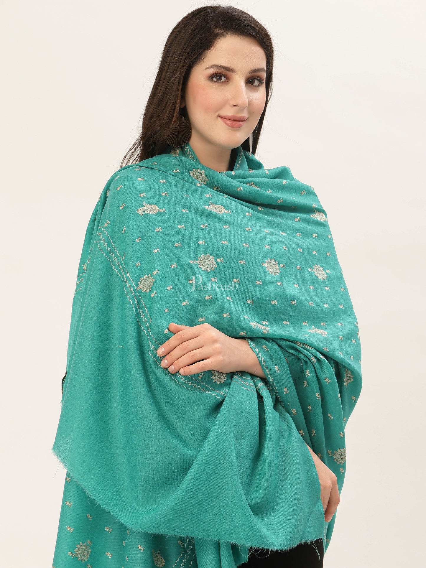 Pashtush India Womens Shawls Pashtush Womens Shawl With Tone On Tone Embroidery, Soft, Warm, Light Weight