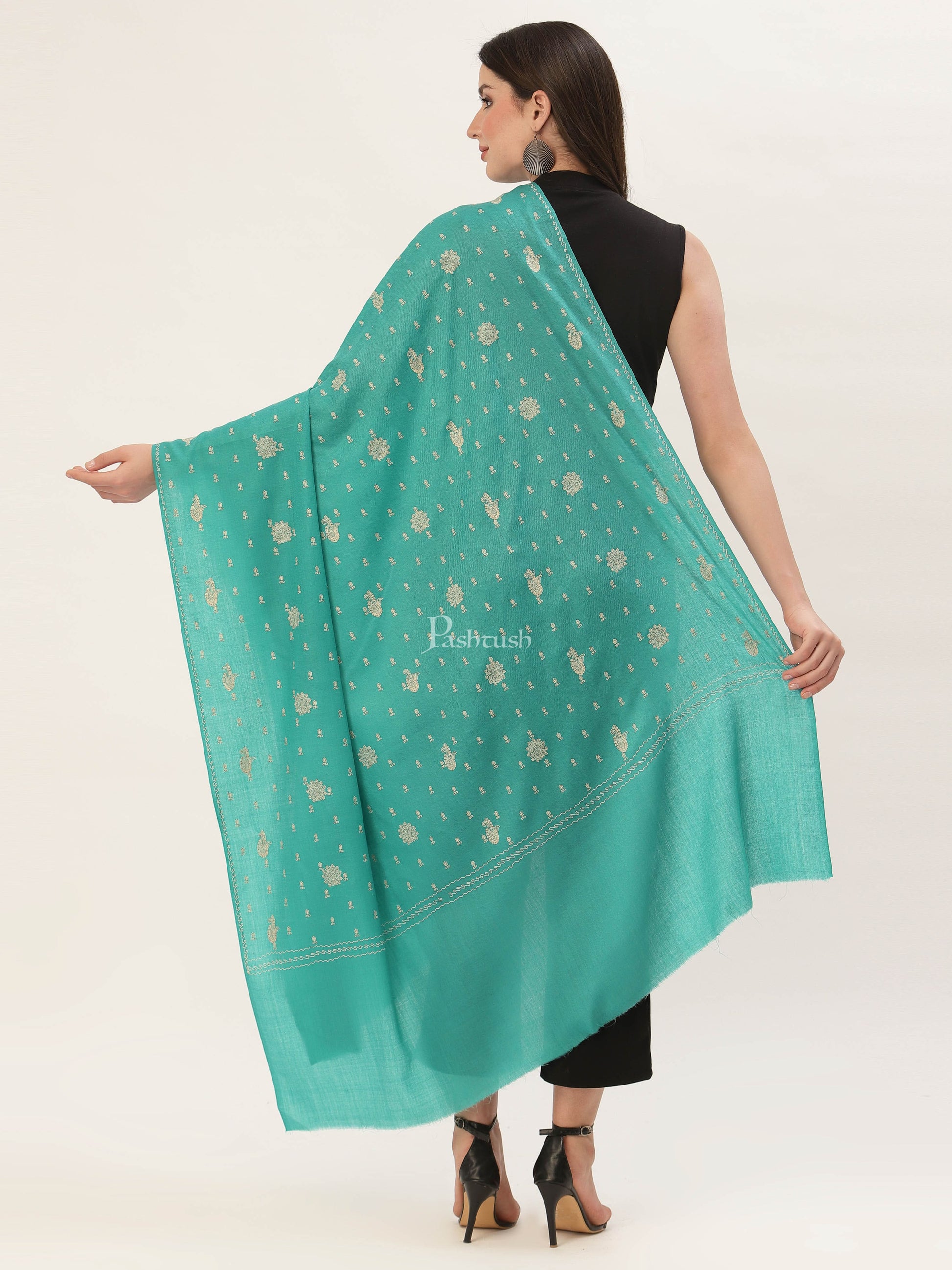 Pashtush India Womens Shawls Pashtush Womens Shawl With Tone On Tone Embroidery, Soft, Warm, Light Weight