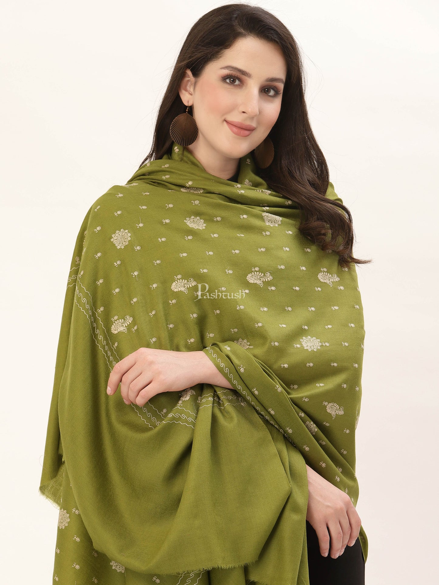 Pashtush India Womens Shawls Pashtush Womens Shawl With Tone On Tone Embroidery, Soft, Warm, Light Weight