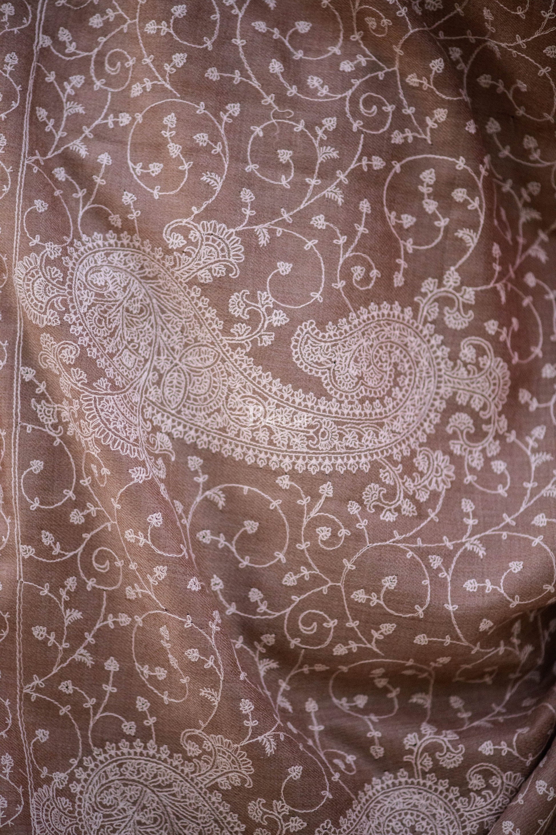 Pashtush India Womens Shawls Pashtush Womens Shawl With Tone On Tone Embroidery, Soft Warm, Light Weight Wool