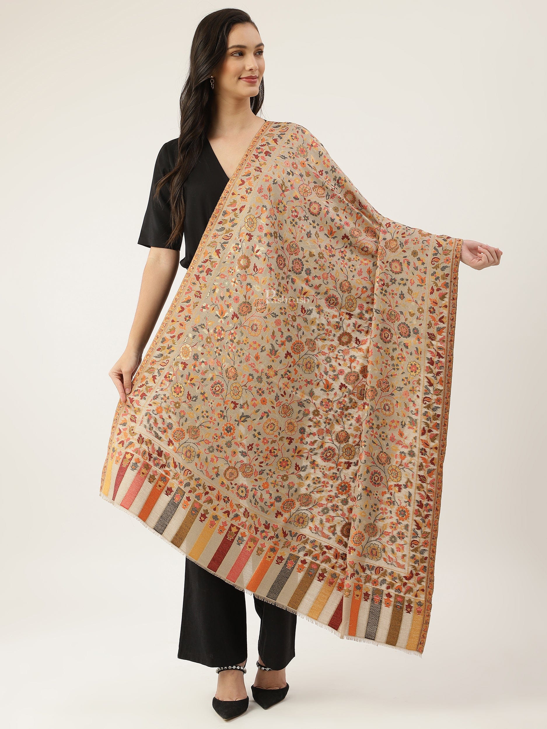 Pashtush India Womens Shawls Pashtush womens shawl, Woven Design, Twilight Collection, Beige