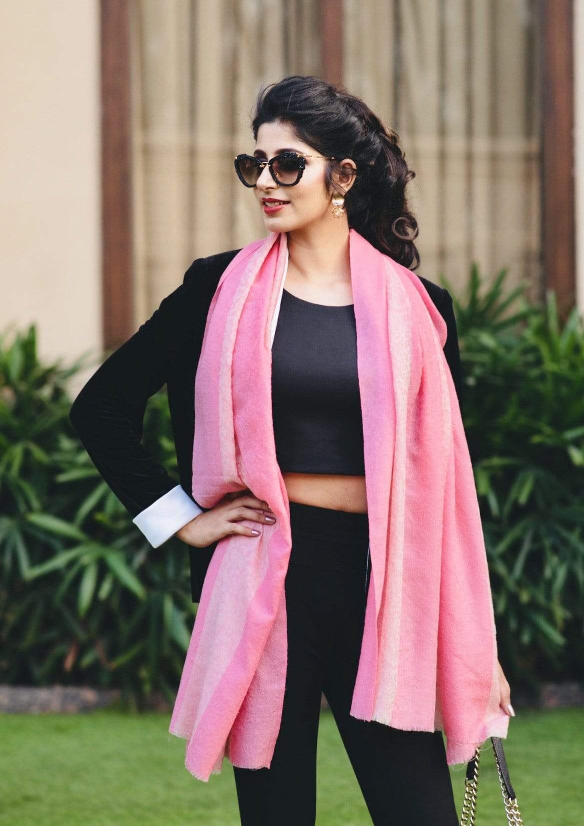 Pashtush Womens Silk Wool, Ultra Soft Stole, Flamingo Pink