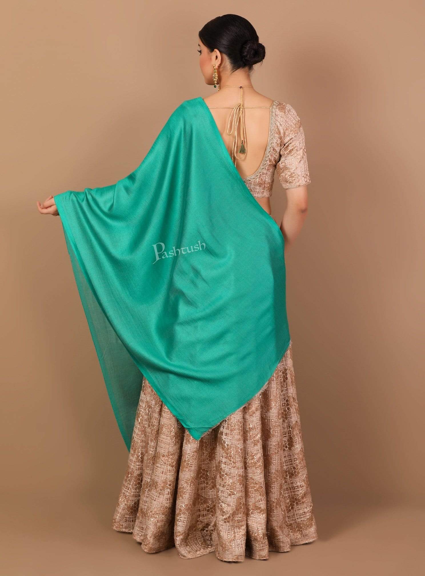 Pashtush Shawl Store Stole Pashtush Womens Silky Bamboo Reversible Scarf, Stoles, Jade
