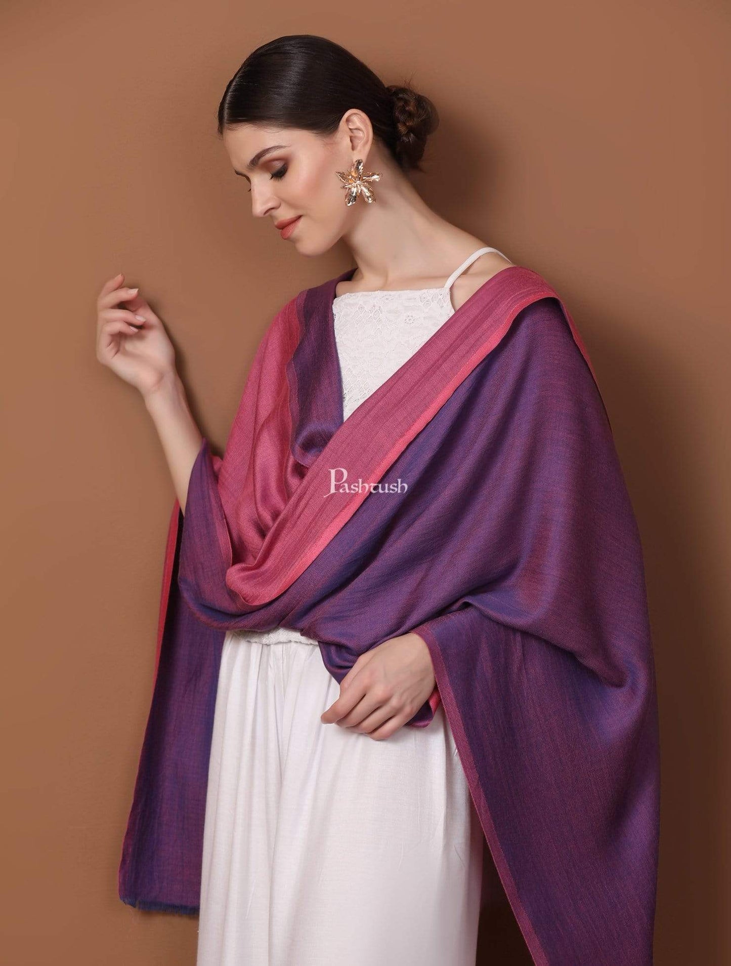 Pashtush Shawl Store Stole Pashtush Womens Silky Bamboo Reversible Scarf, Stoles, Lavender and Blush