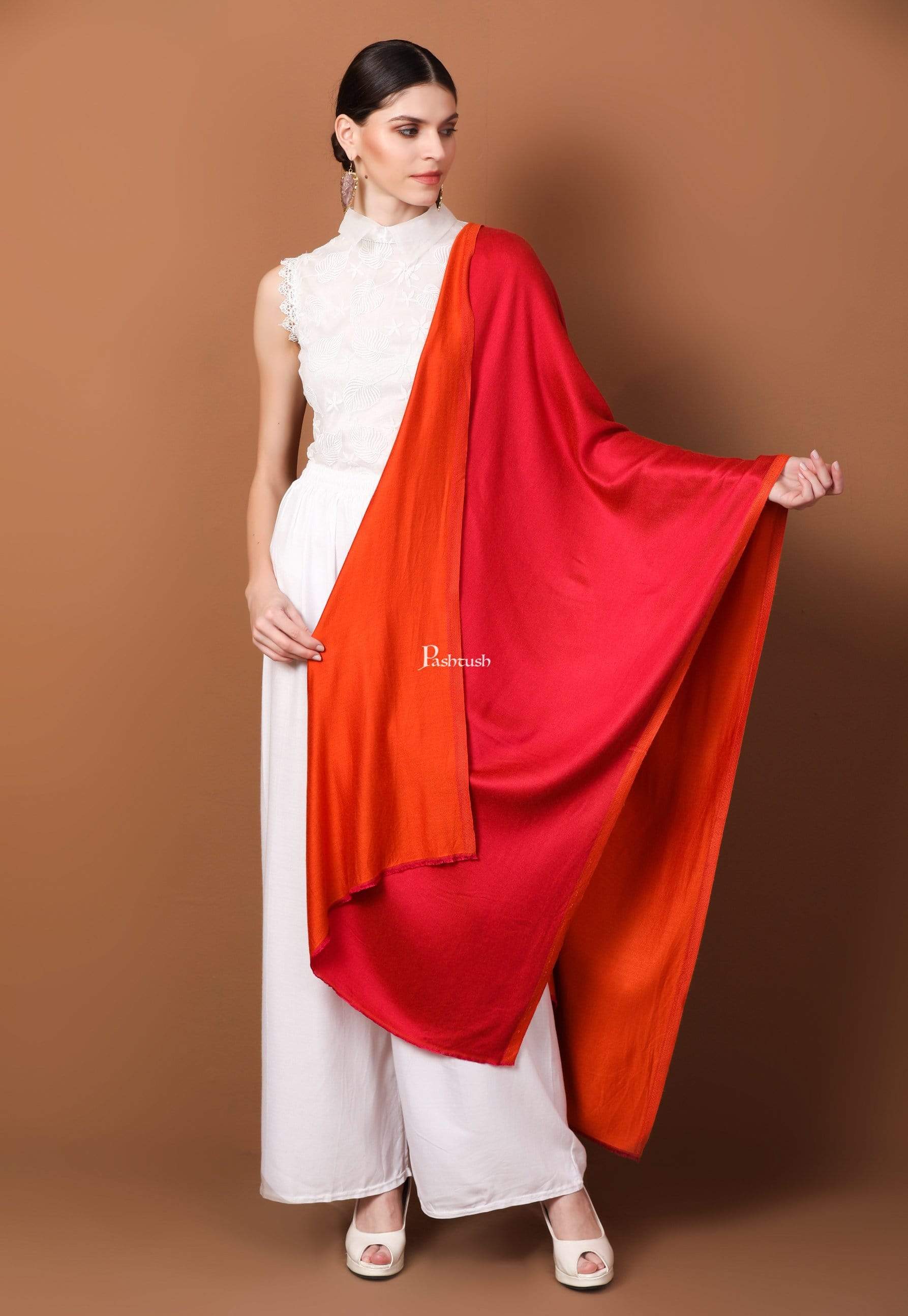 Pashtush Shawl Store Stole Pashtush Womens Silky Bamboo Reversible Scarf, Stoles, Tropical Sunset