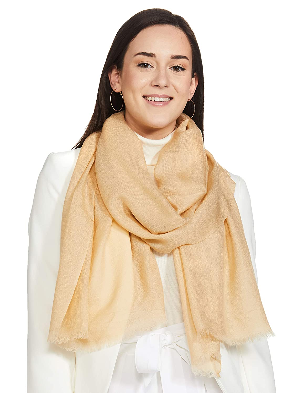 Pashtush India 70x200 Pashtush Womens Softest Cashmere Pashmina Scarf, Diamond Weave, Beige